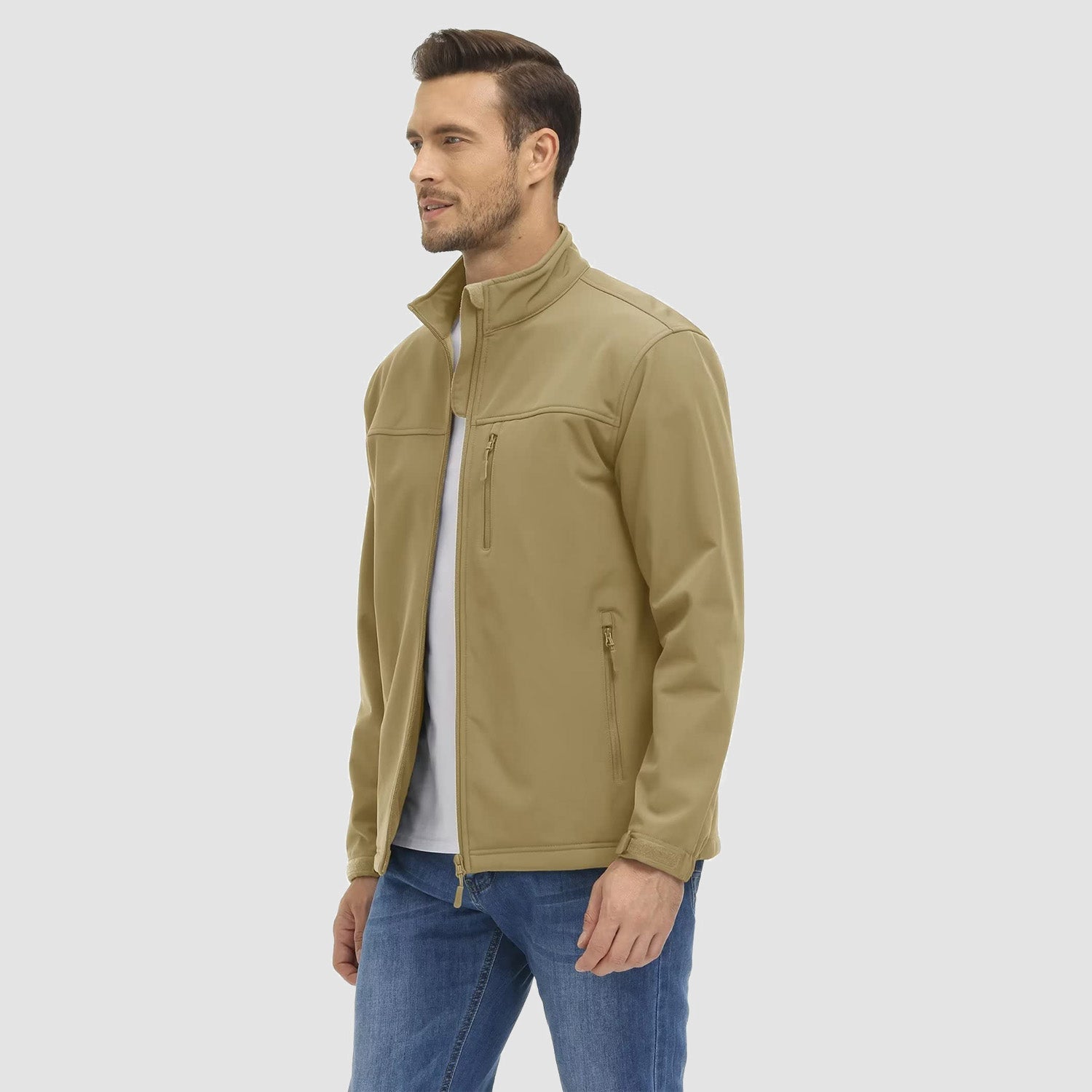 Men's Fleece Lined Jacket Lightweight Waterproof Jacket