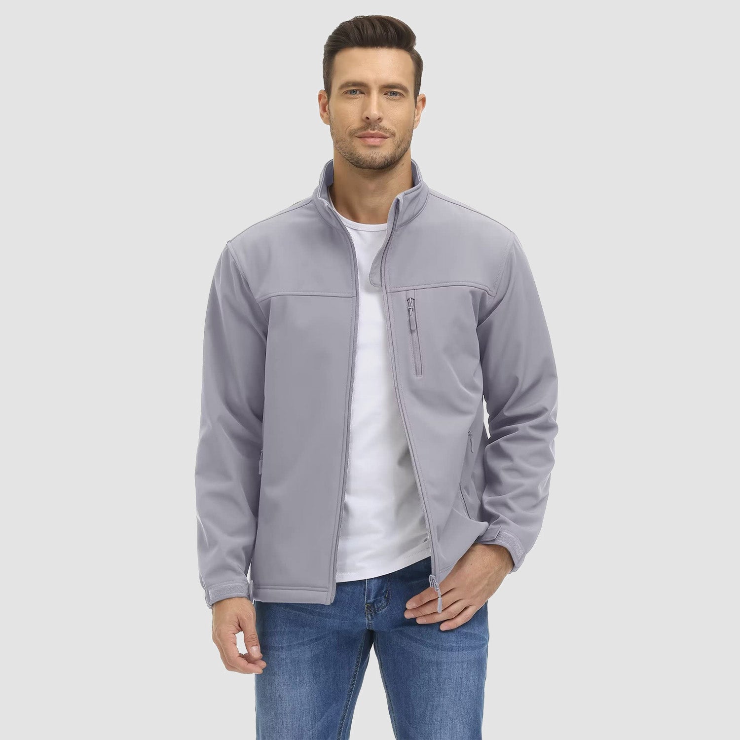 Men's Fleece Lined Jacket Lightweight Waterproof Jacket