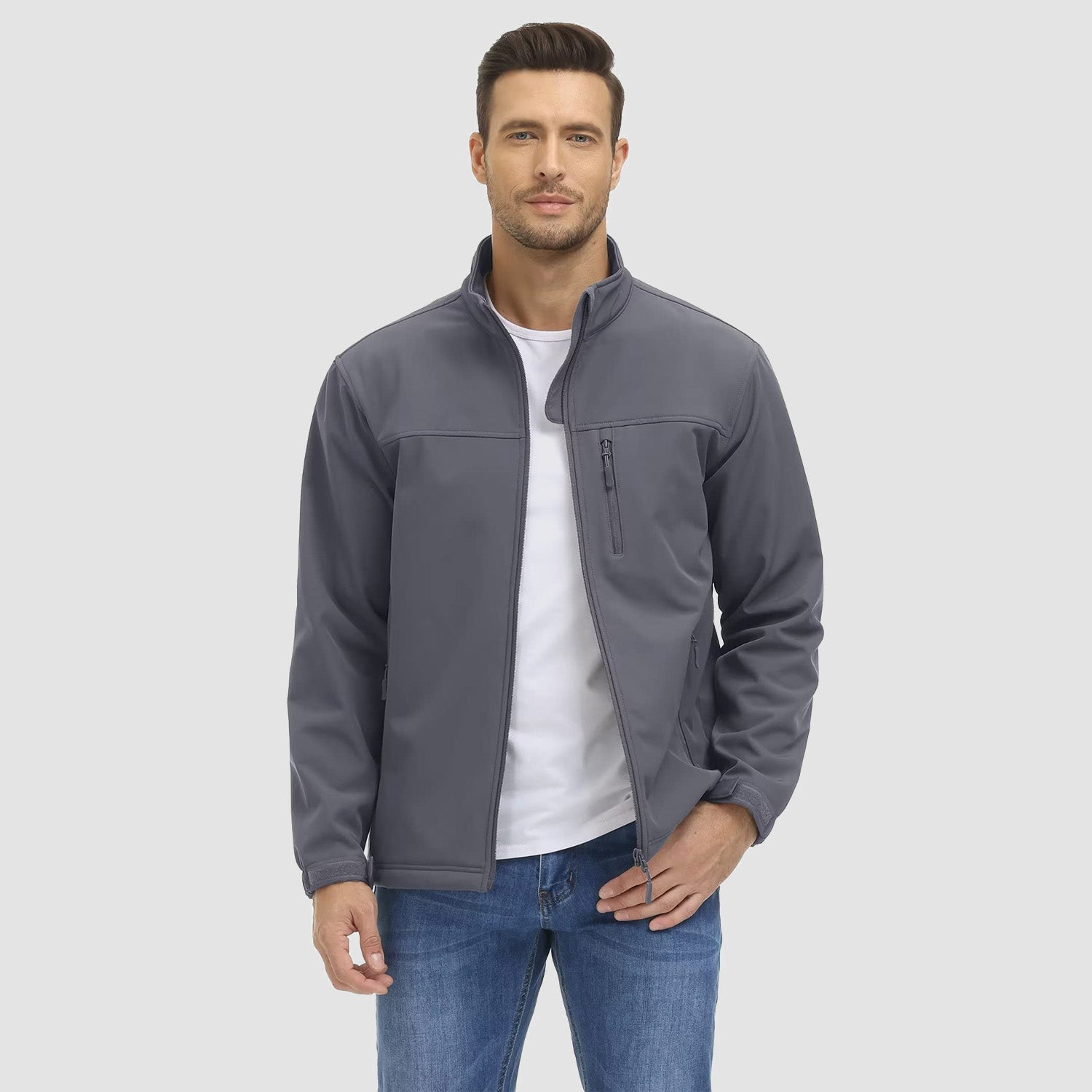 Men's Fleece Lined Jacket Lightweight Waterproof Jacket