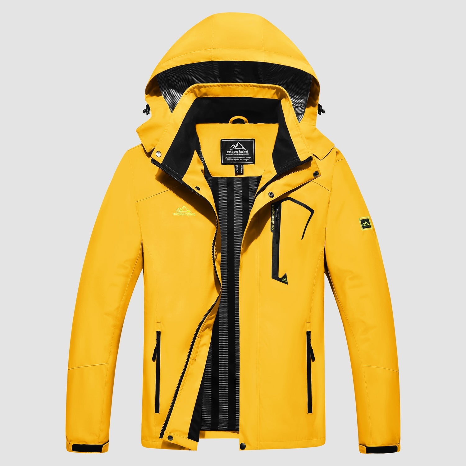 Men's Lightweight Rain Jacket with Detachable Hood for Hiking