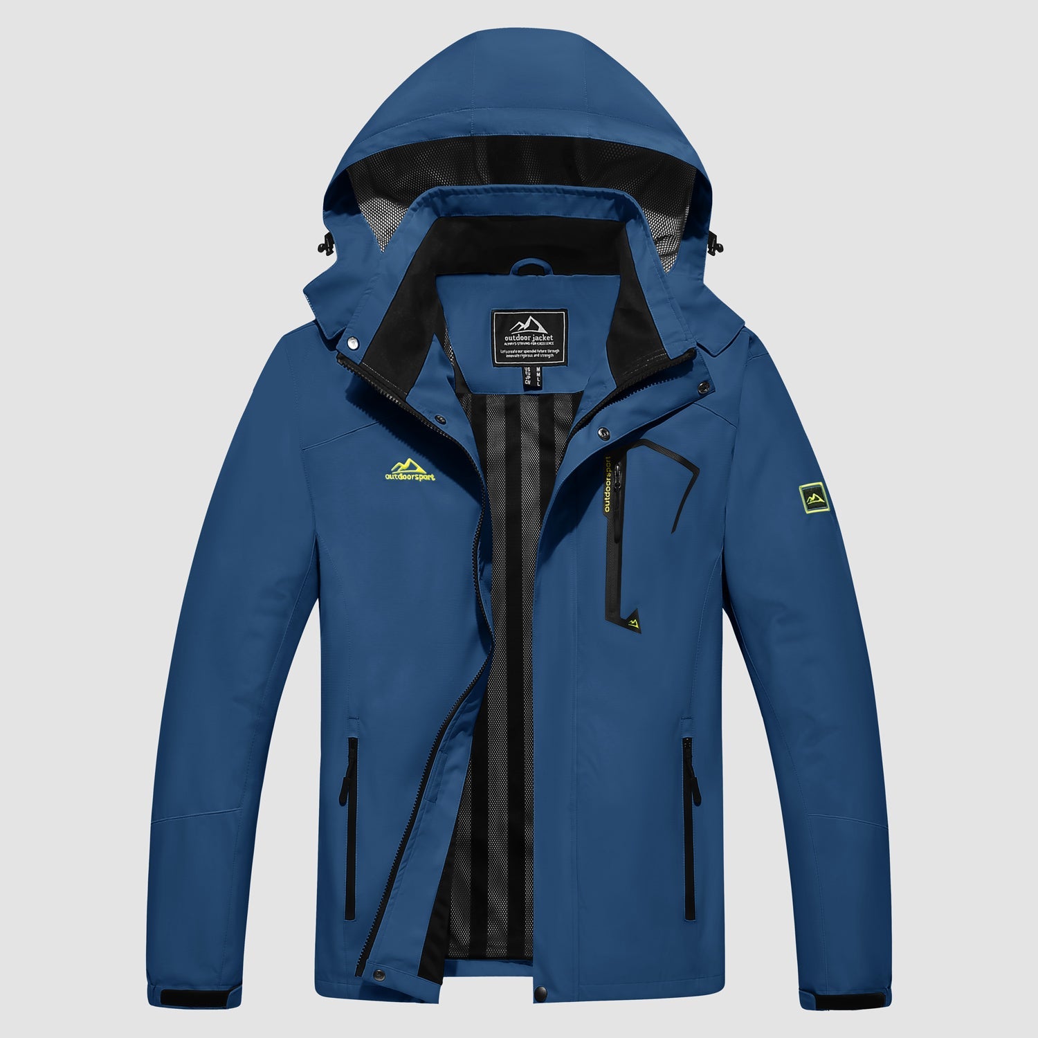 Men's Lightweight Rain Jacket with Detachable Hood for Hiking