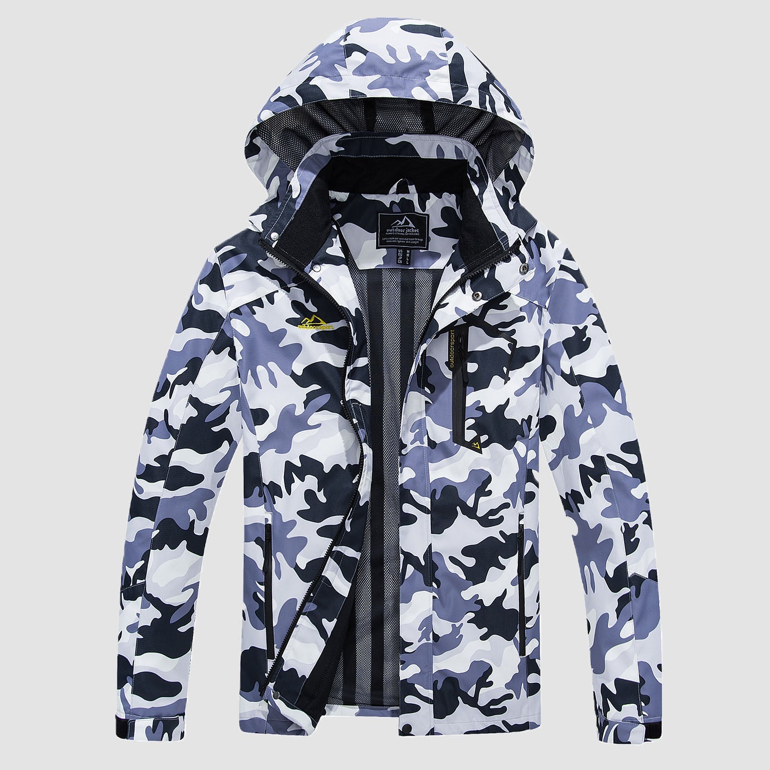 Men's Lightweight Rain Jacket with Detachable Hood for Hiking