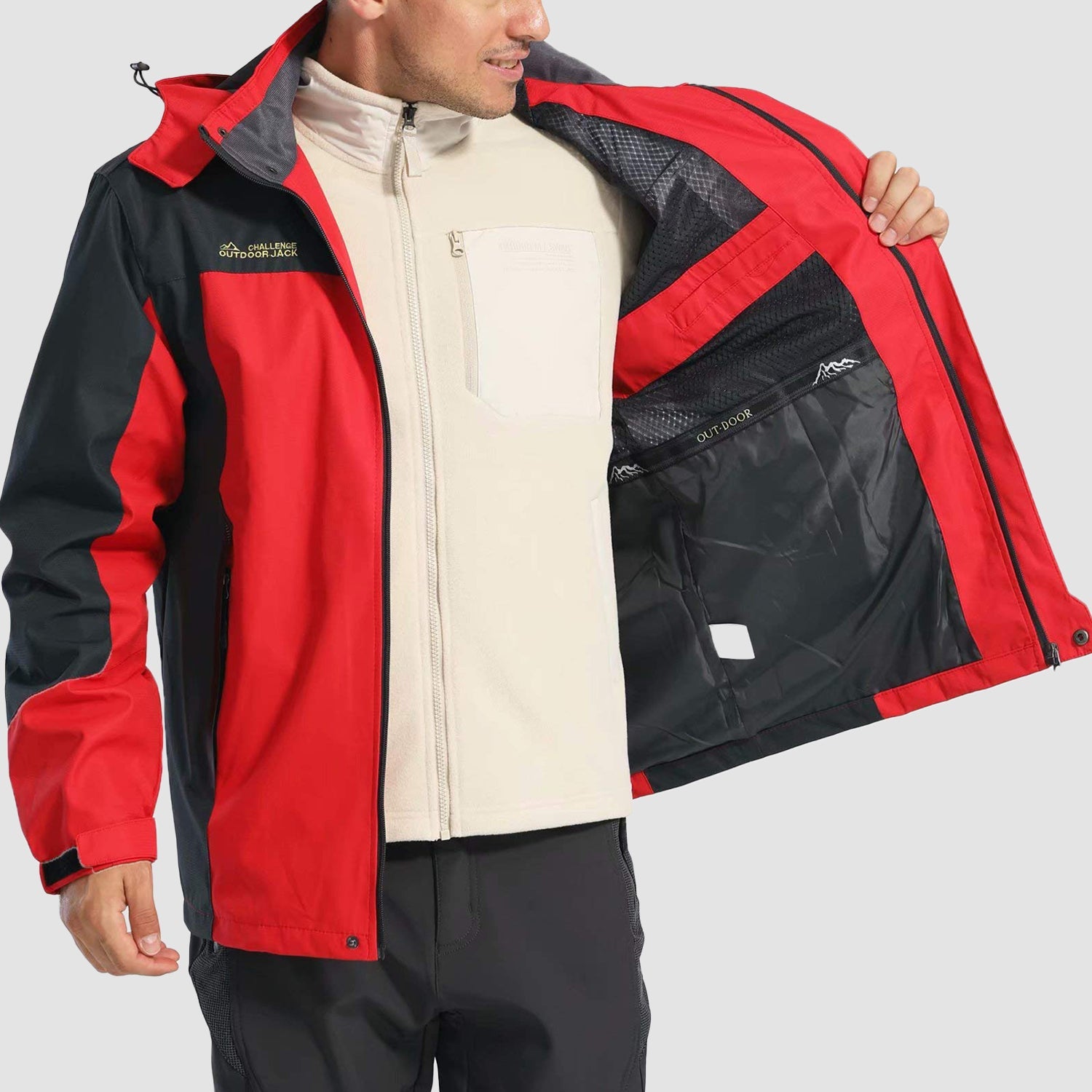 Men's Windproof Water Resistant Jacket - 5 Pockets for Hiking