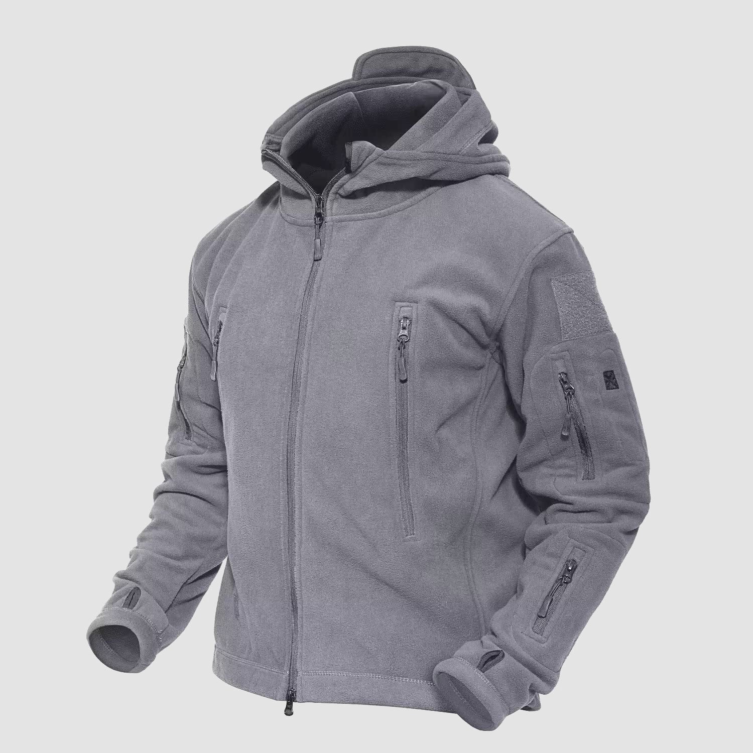 Men's Military Tactical Hooded Jacket with 6 Zip-Pockets