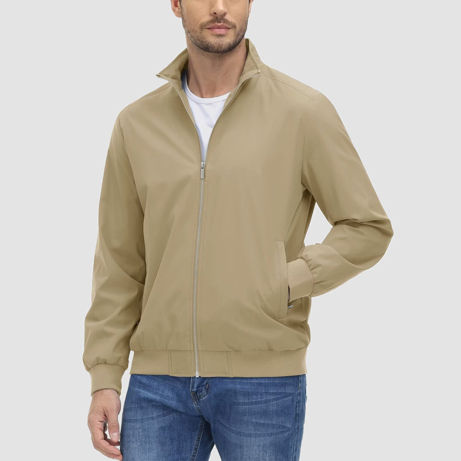 Men's Jacket Stand Collar Lightweight Windproof Outwear