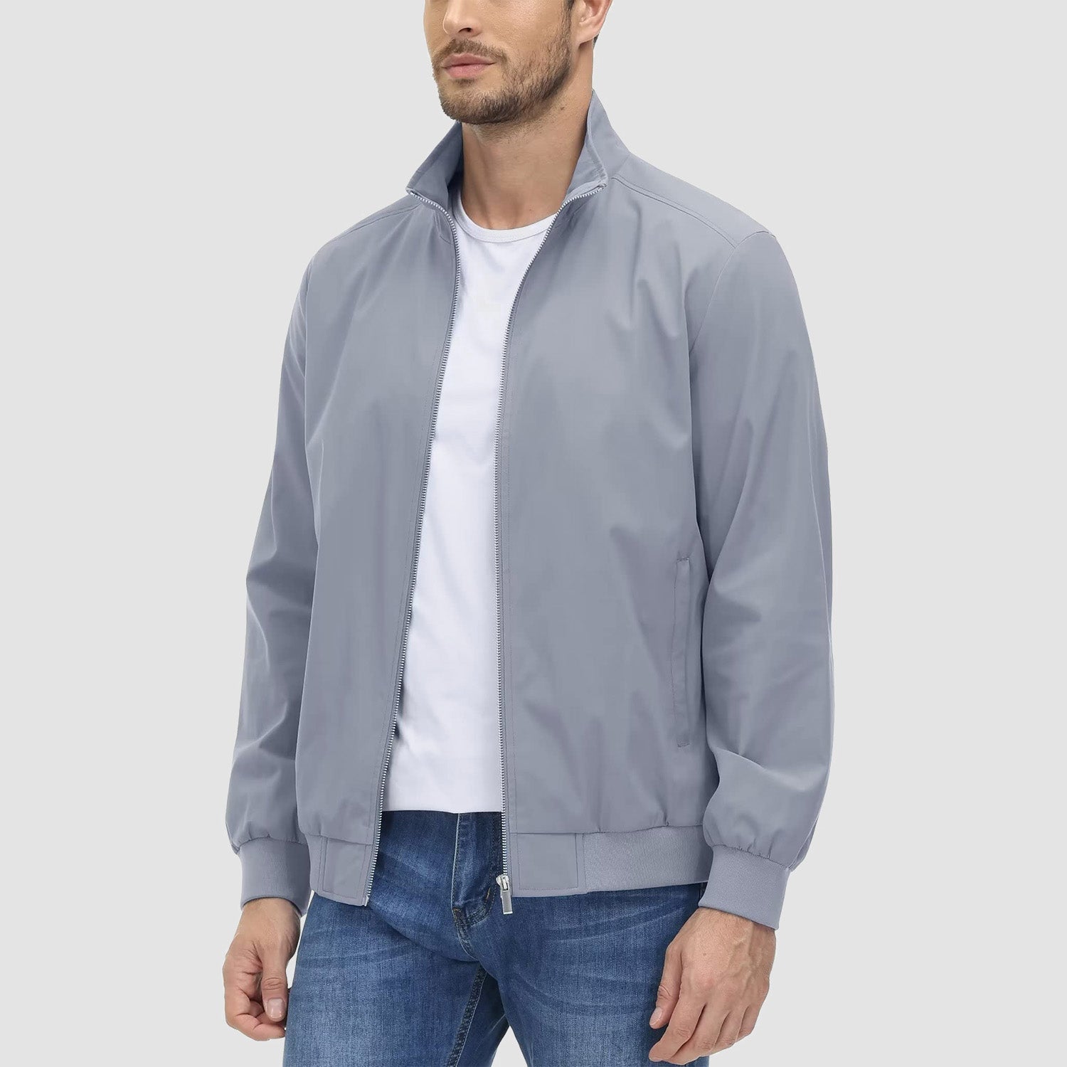 Men's Jacket Stand Collar Lightweight Windproof Outwear