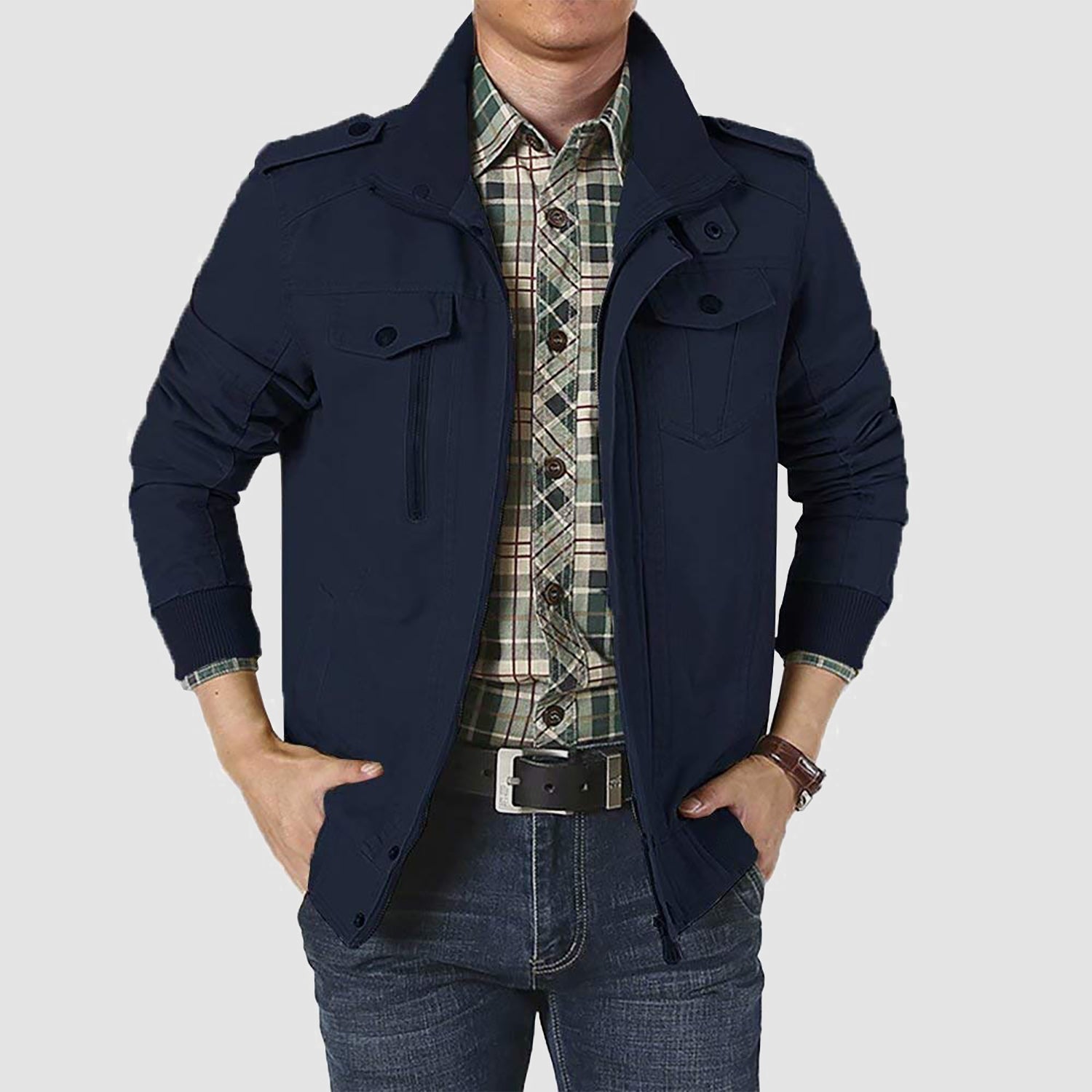 Men's Cotton Military Bomber  Lightweight Zip-Up Jacket