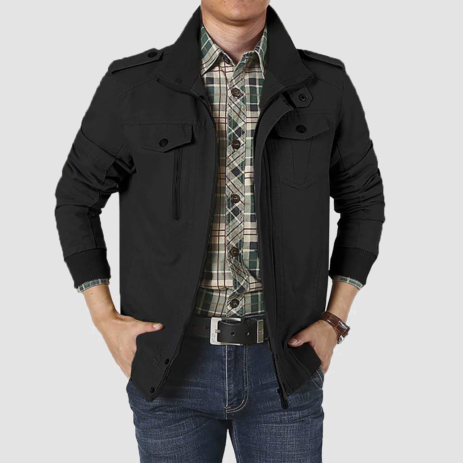 Men's Cotton Military Bomber  Lightweight Zip-Up Jacket