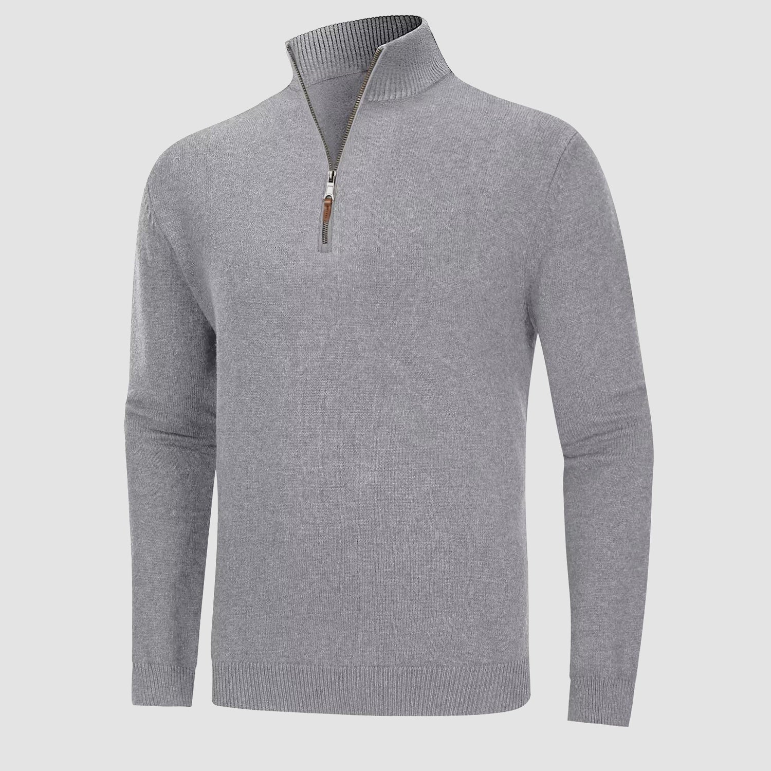 Men's Knitted Turtleneck Sweater - 1/4 Zip Pullover