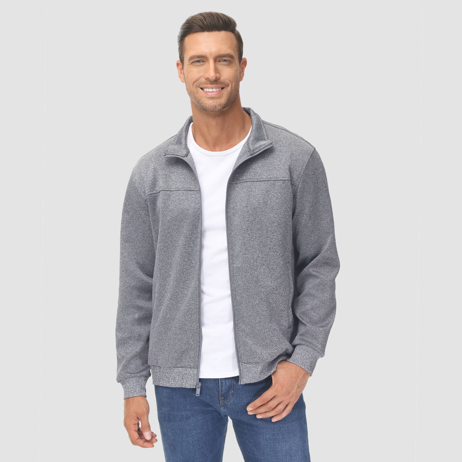 Men's Lightweight Full-Zip Track Jacket with Pockets