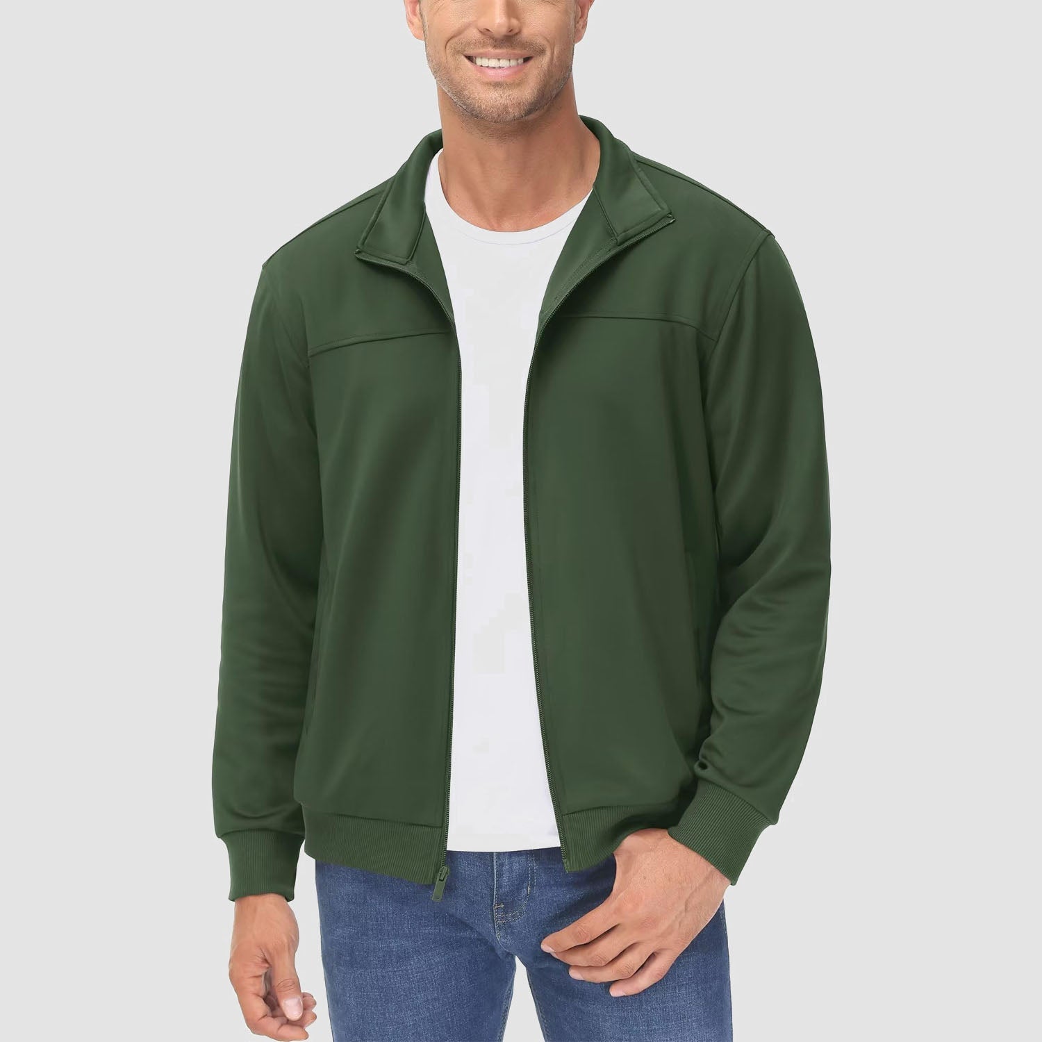 Men's Lightweight Full-Zip Track Jacket with Pockets