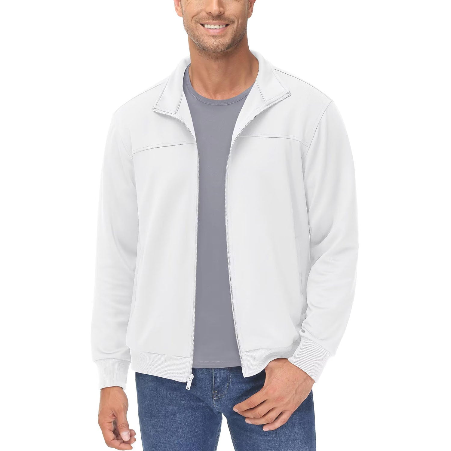 Men's Lightweight Full-Zip Track Jacket with Pockets