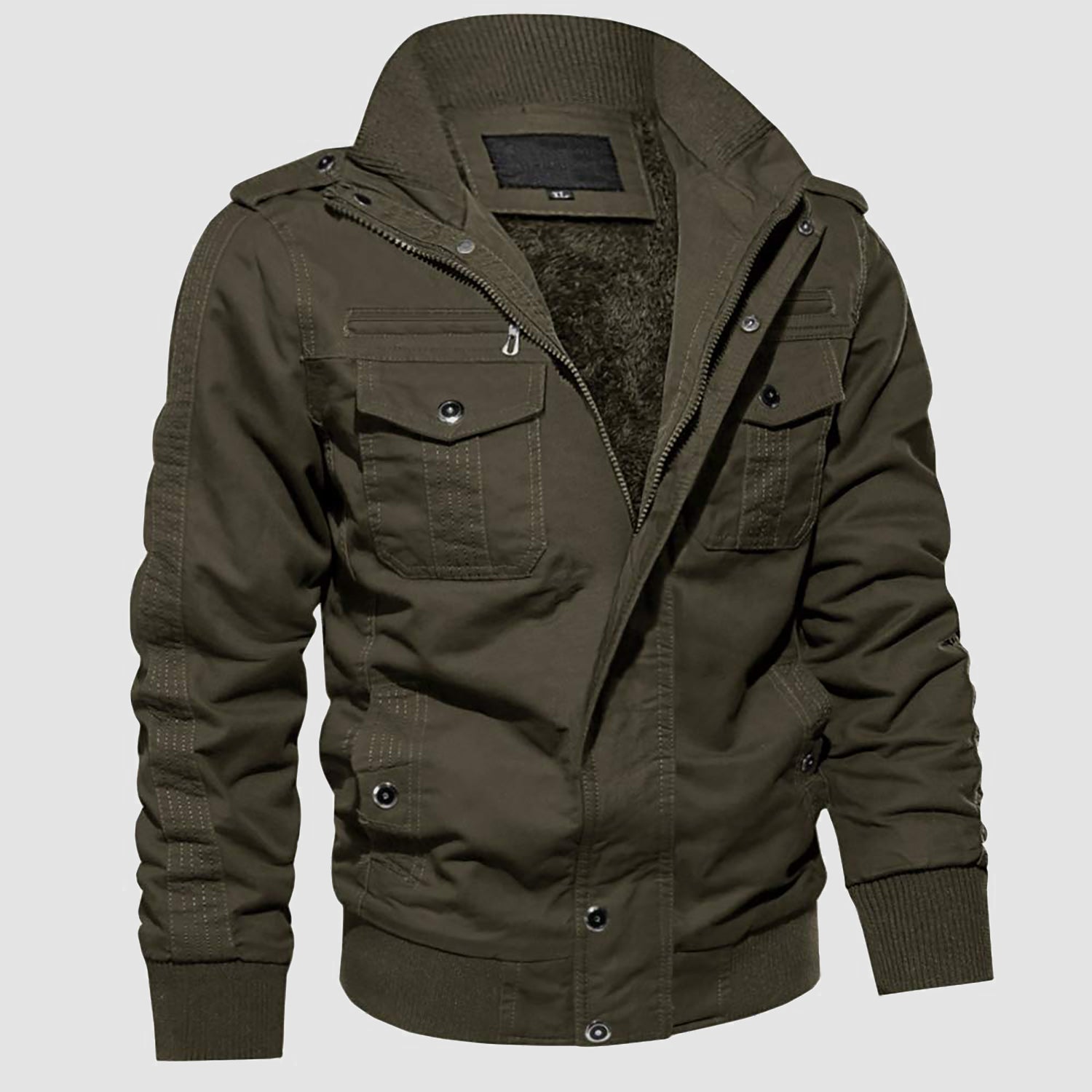 Men's Winter Military Cargo Jacket - Fleece Tactical Coat