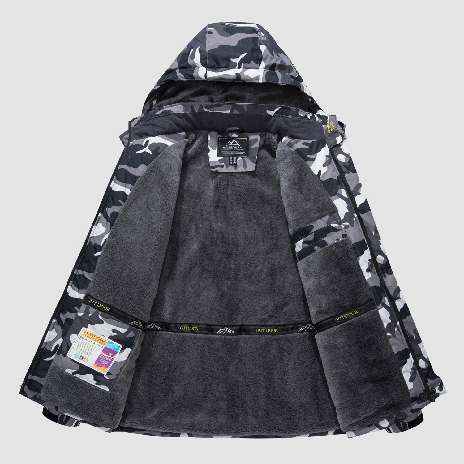 Men's Water Resistant Ski Jacket - Fleece Lined Parka