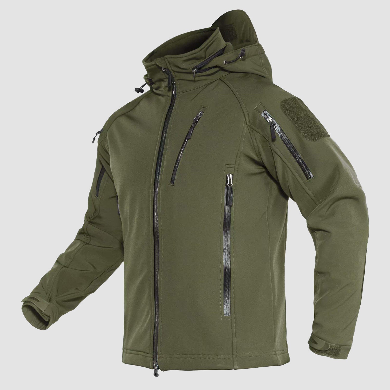 Men's Winter Tactical Jacket - 8 Pockets, Hooded, Water & Wind Resistant