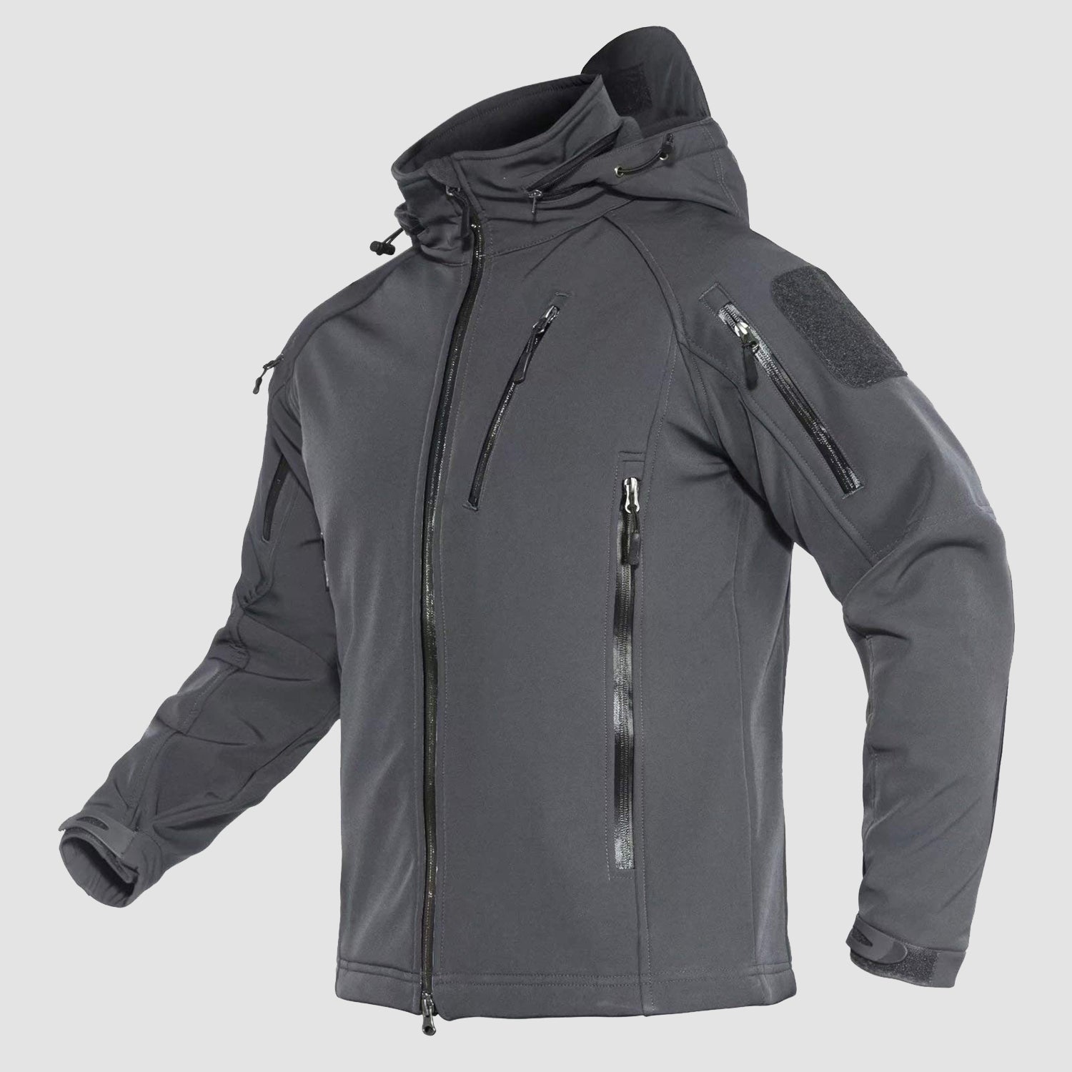 Men's Winter Tactical Jacket - 8 Pockets, Hooded, Water & Wind Resistant