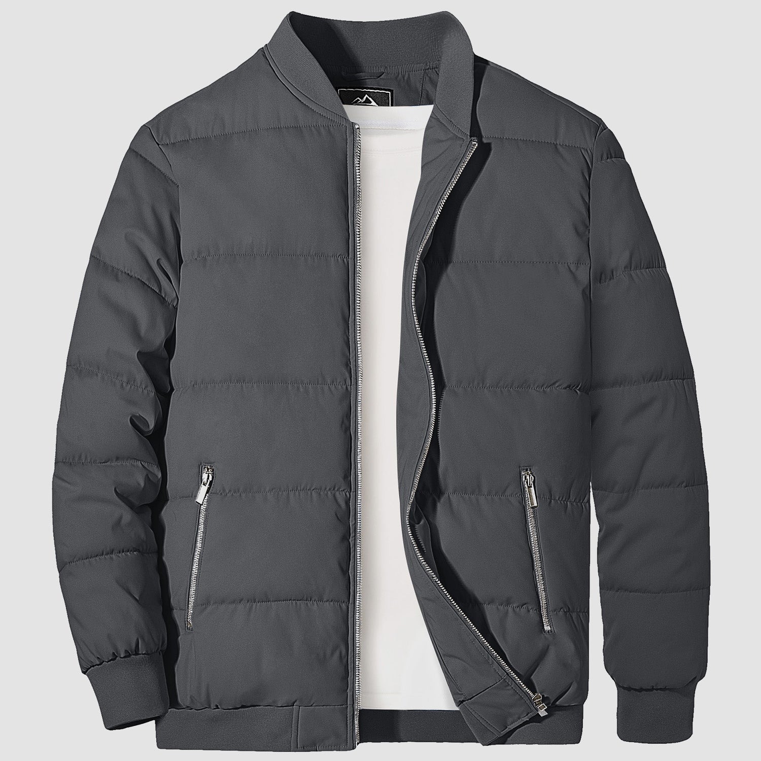 Men's Quilted Bomber Puffer Jacket - Warm Windproof Outwear