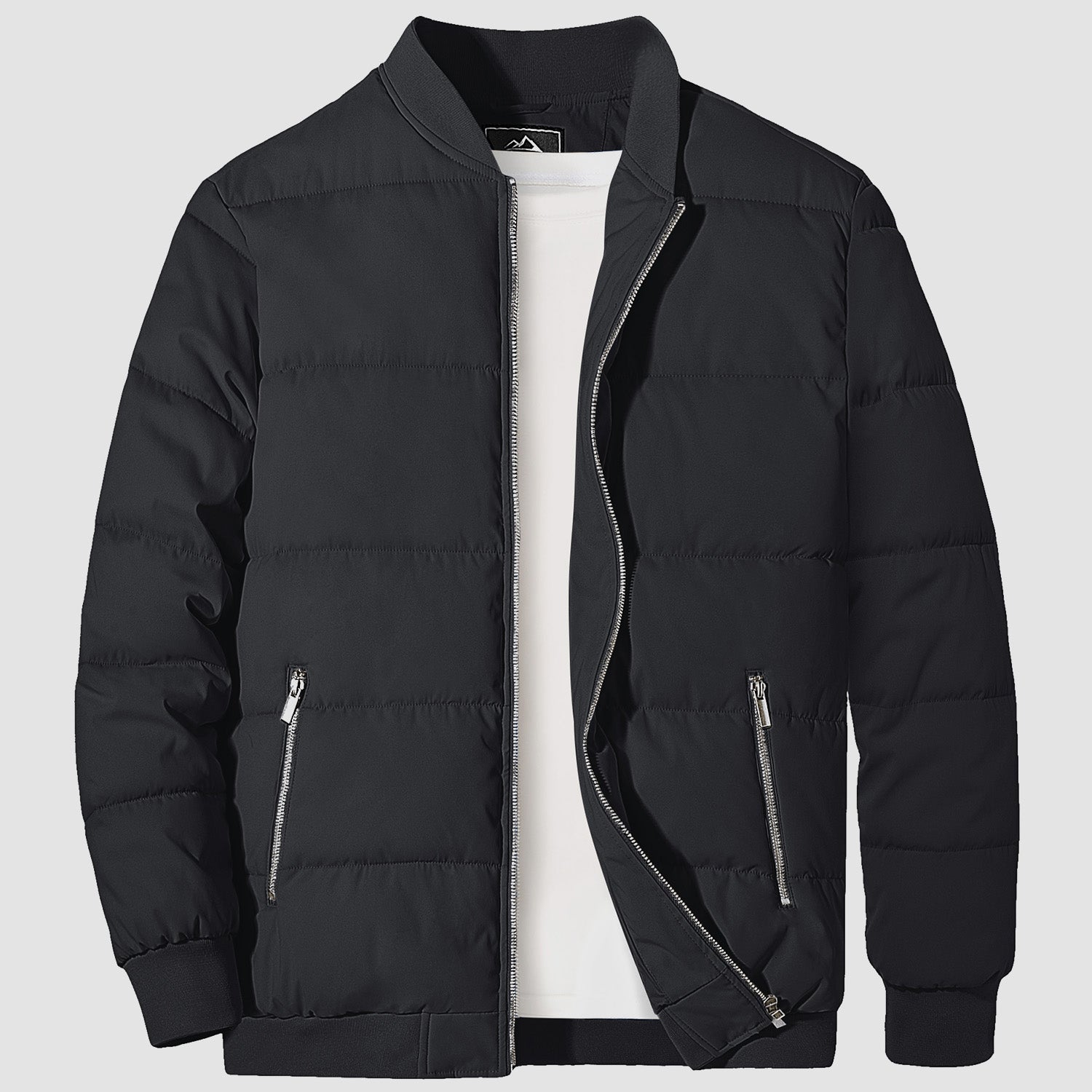 Men's Quilted Bomber Puffer Jacket - Warm Windproof Outwear