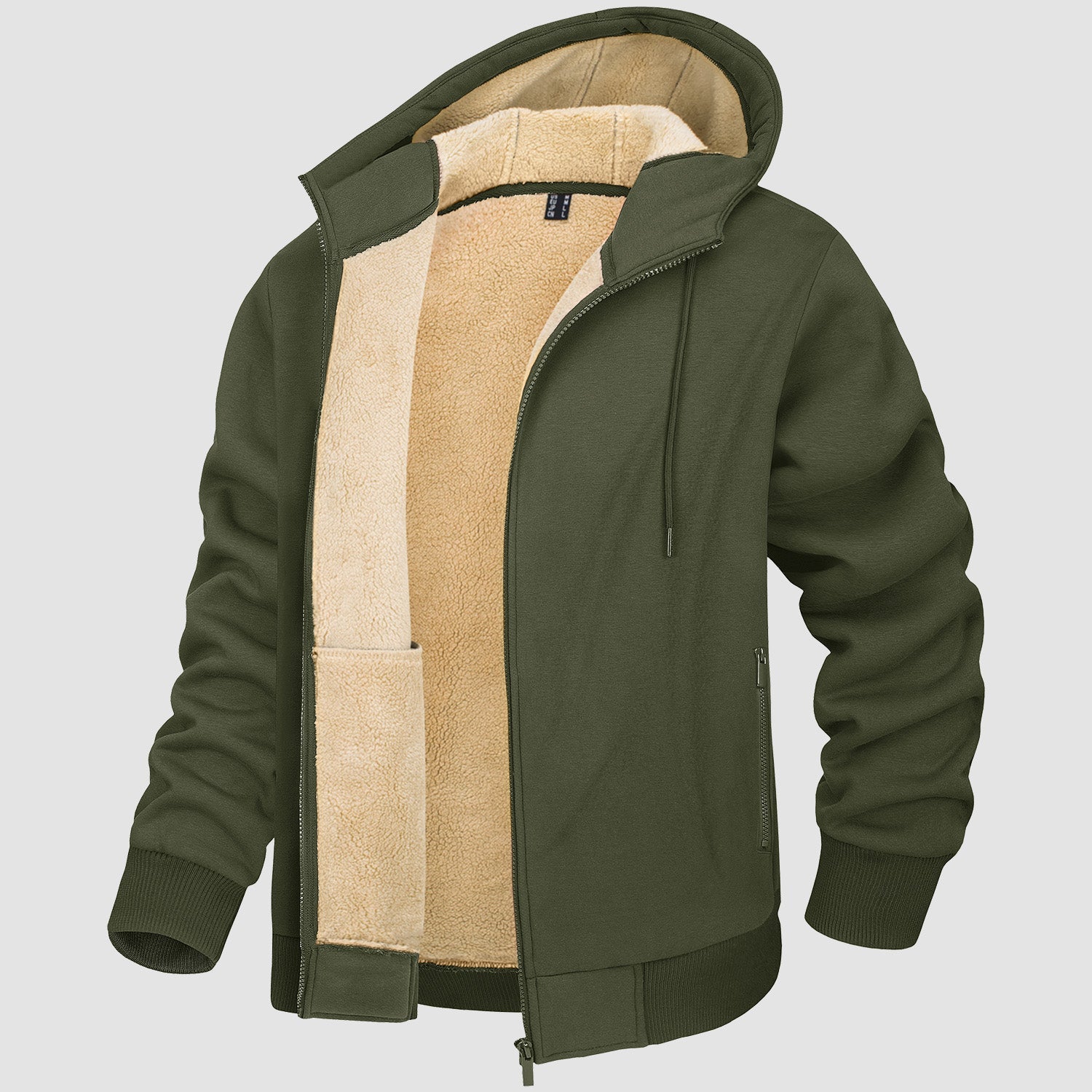 Men's Fleece Lined Zipper Hoodie Jacket - Warm Winter Coat