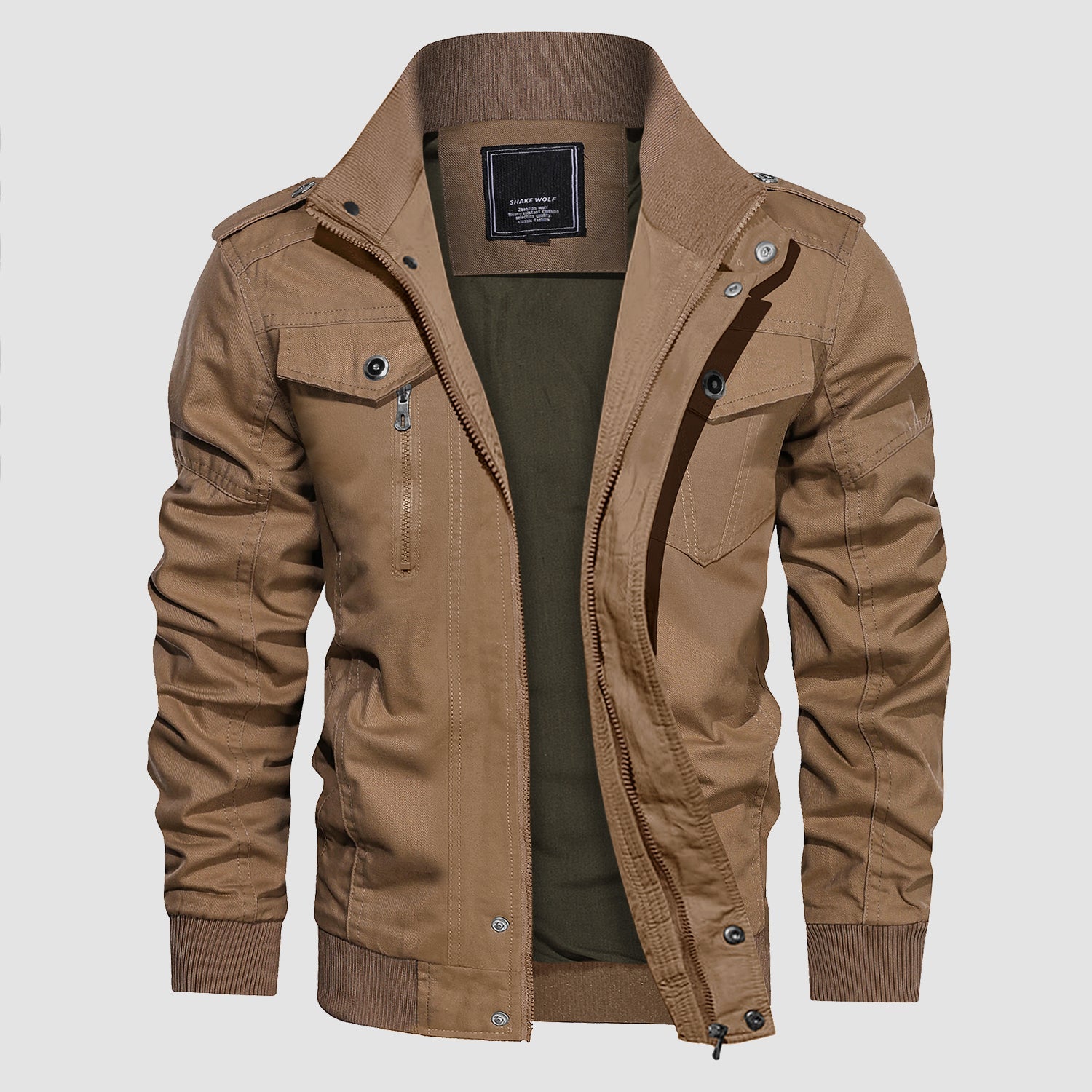 Men's Lightweight Cotton Cargo Jacket with Zip Pockets