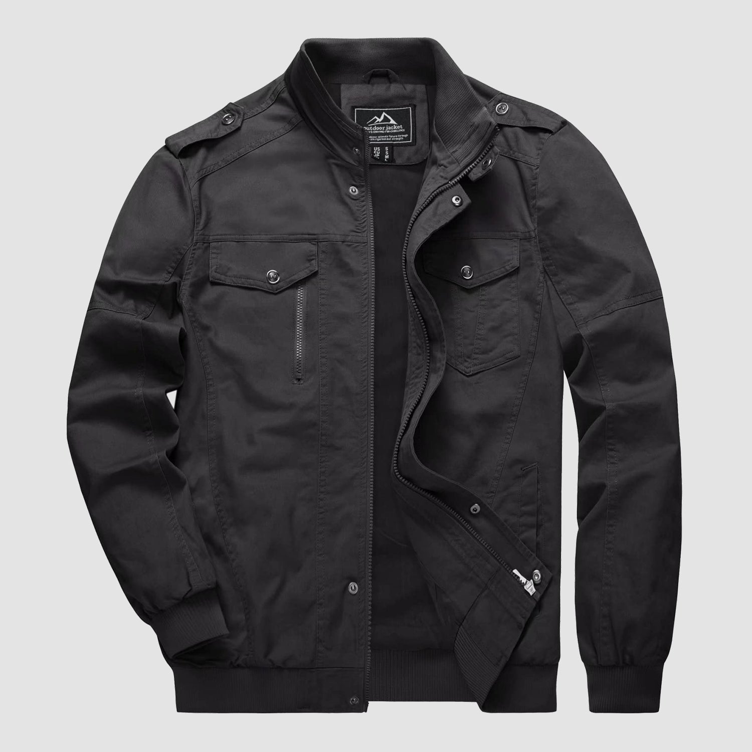 Men's Lightweight Cotton Cargo Jacket with Zip Pockets