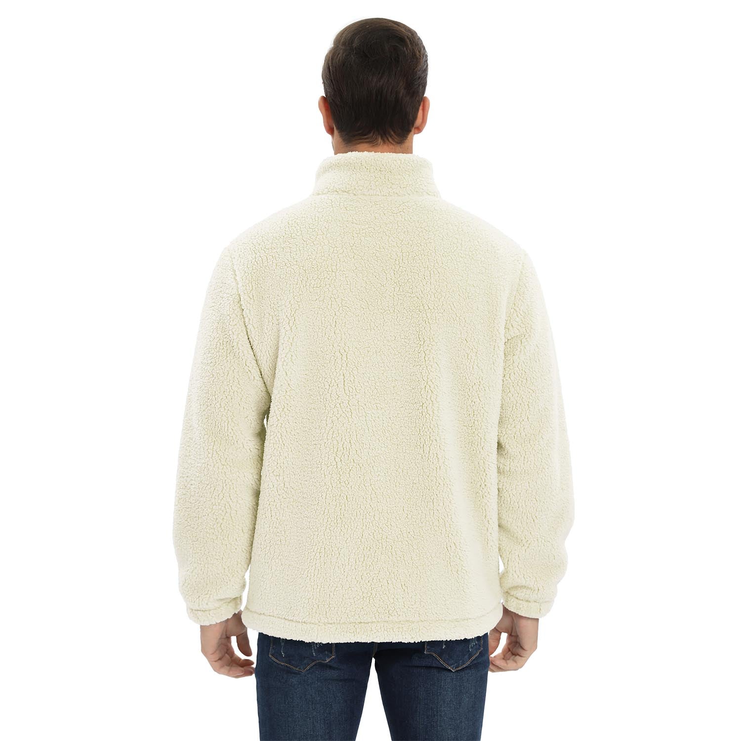 Men's Fluffy Sherpa Fleece Jacket Full Zip Casual Winter Outwear