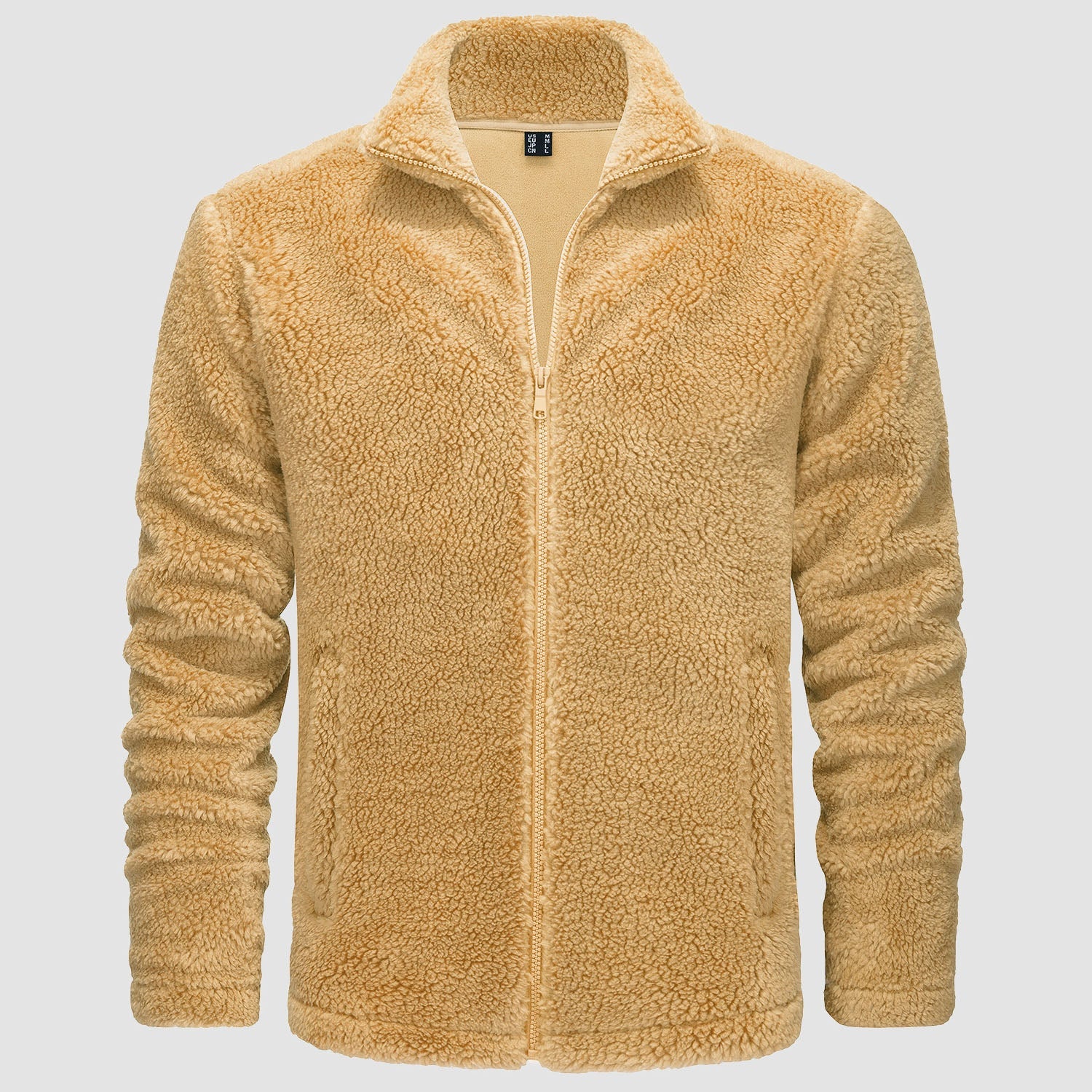 Men's Fluffy Sherpa Fleece Jacket Full Zip Casual Winter Outwear