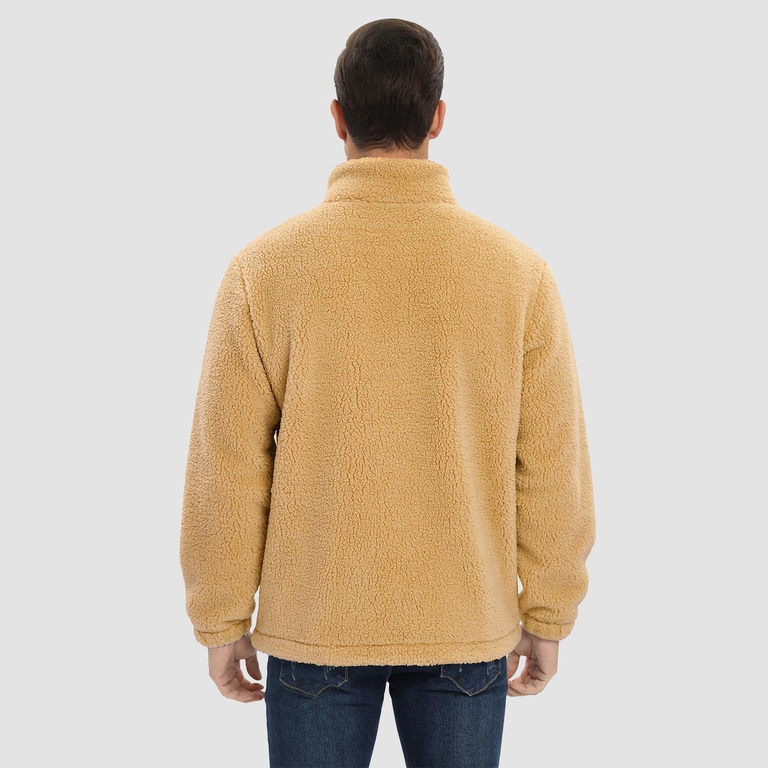 Men's Fluffy Sherpa Fleece Jacket Full Zip Casual Winter Outwear