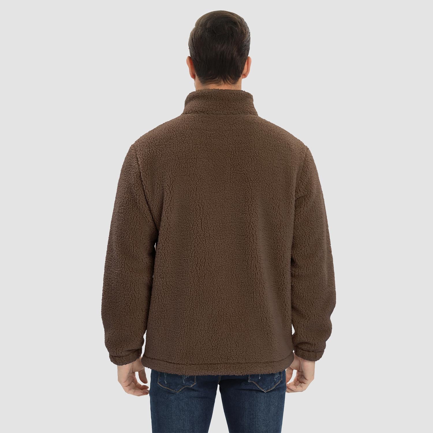 Men's Fluffy Sherpa Fleece Jacket Full Zip Casual Winter Outwear