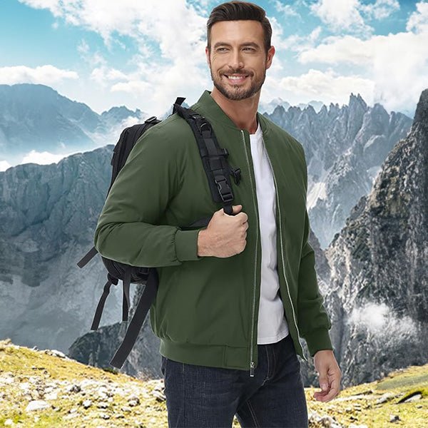 Men's Bomber Jacket, Quilted & Windproof with Pockets