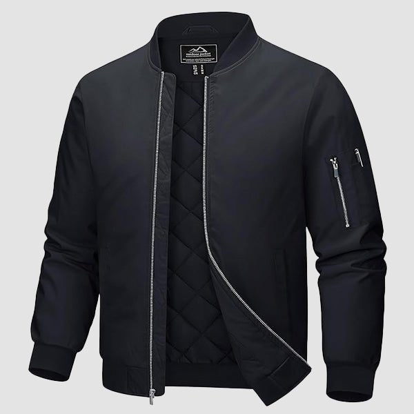 Men's Bomber Jacket, Quilted & Windproof with Pockets