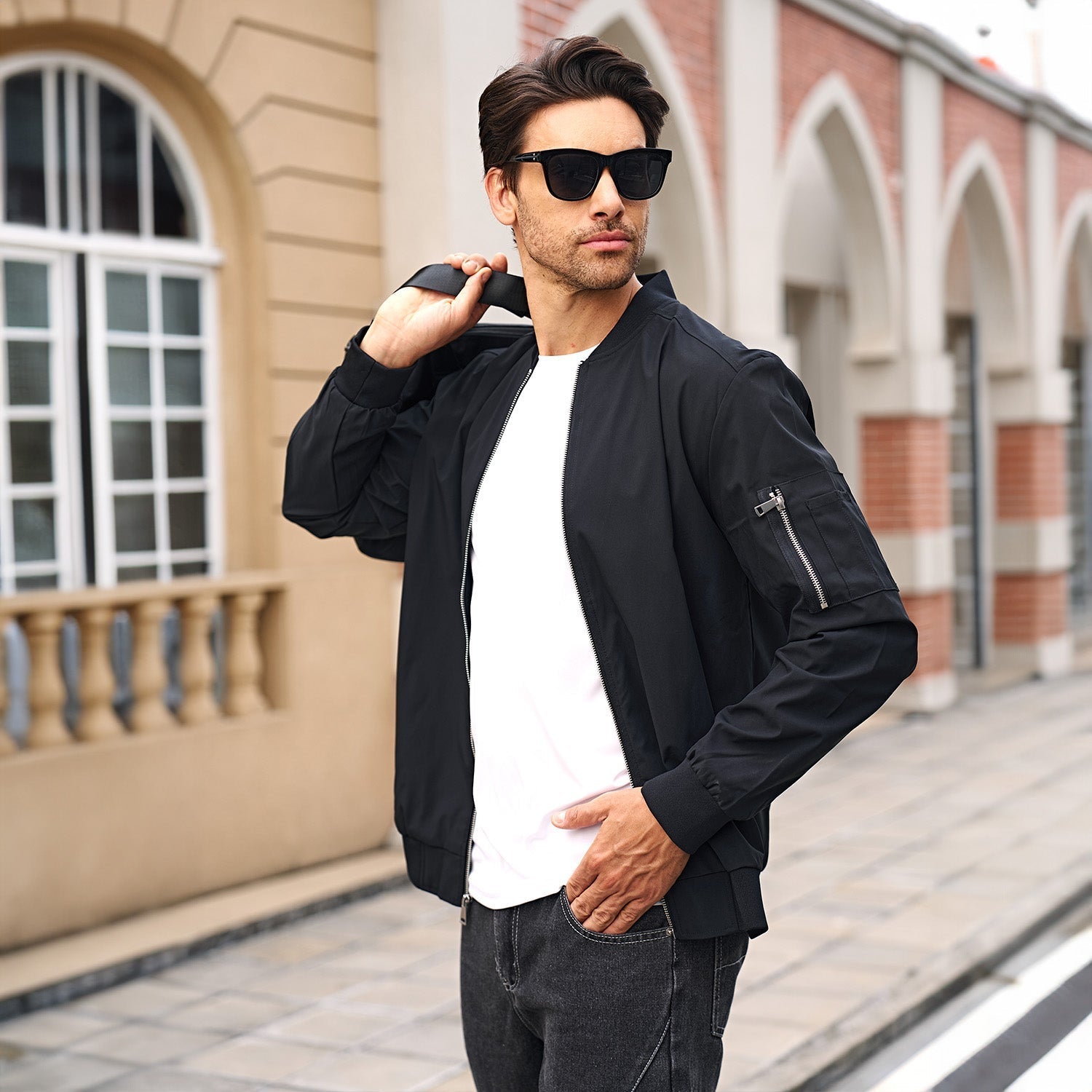 Men's Bomber Jacket Lightweight Windproof Casual Jacket