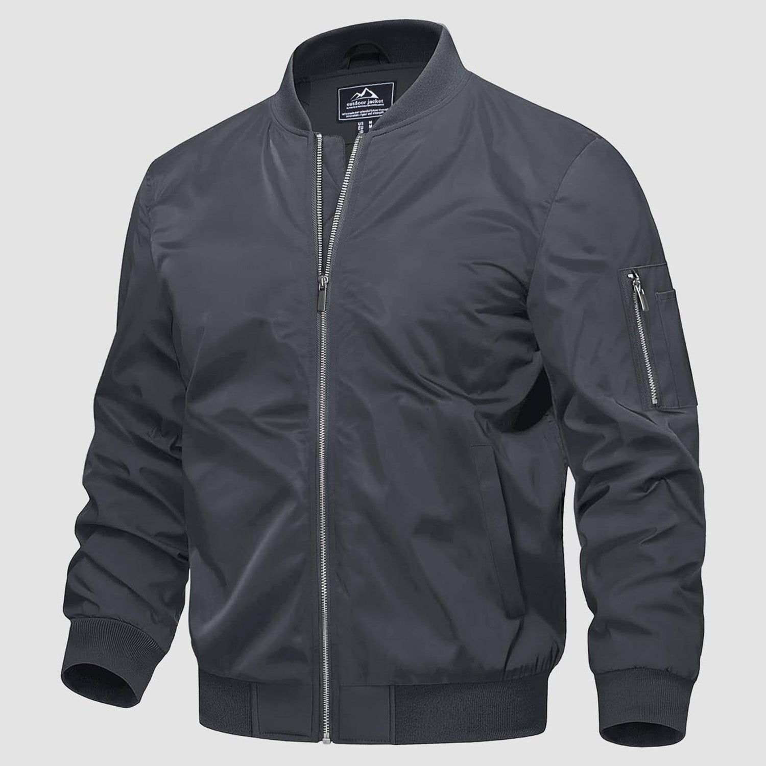 Men's Bomber Jacket, Quilted & Windproof with Pockets