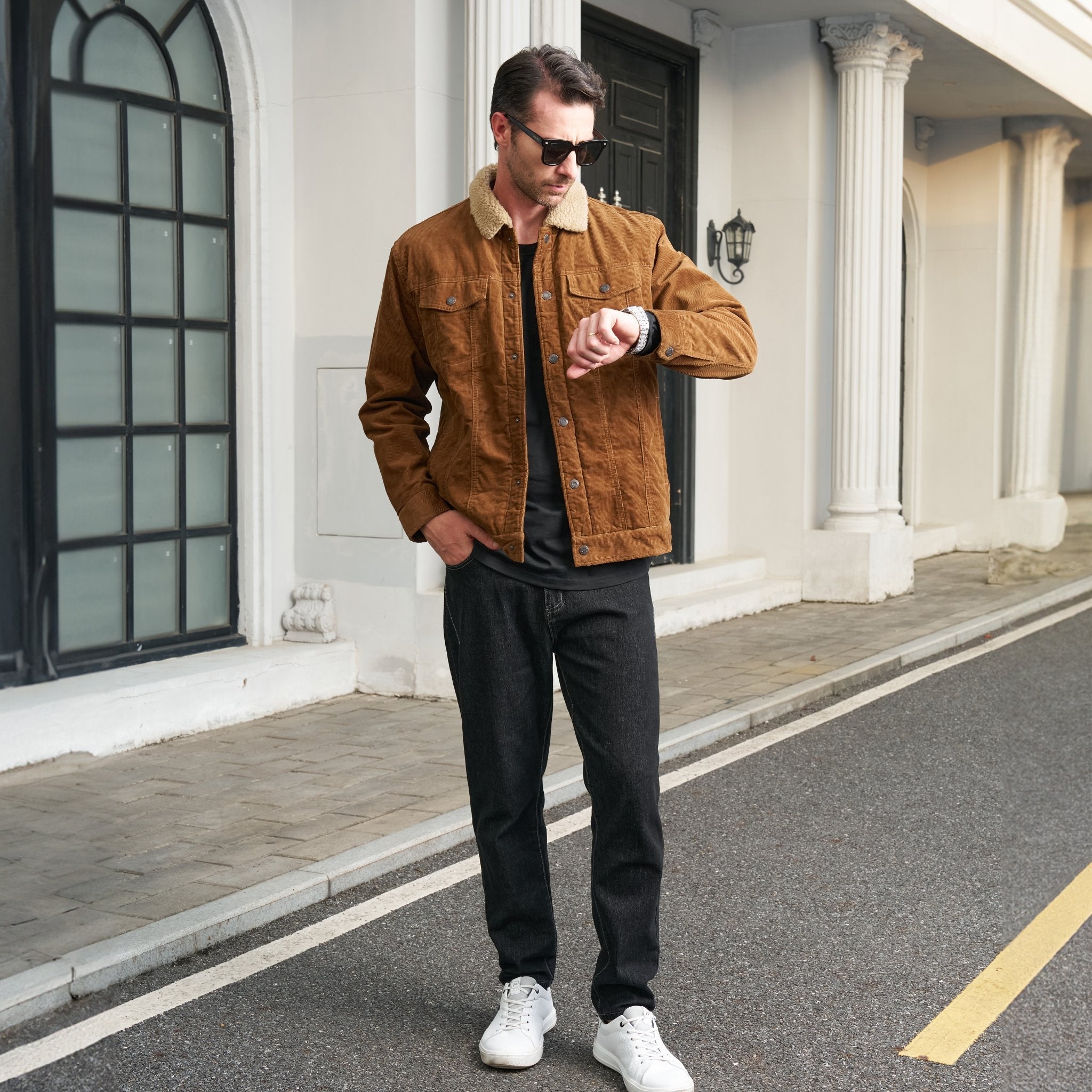 Men's Corduroy Jacket - Sherpa-Lined Winter Coat