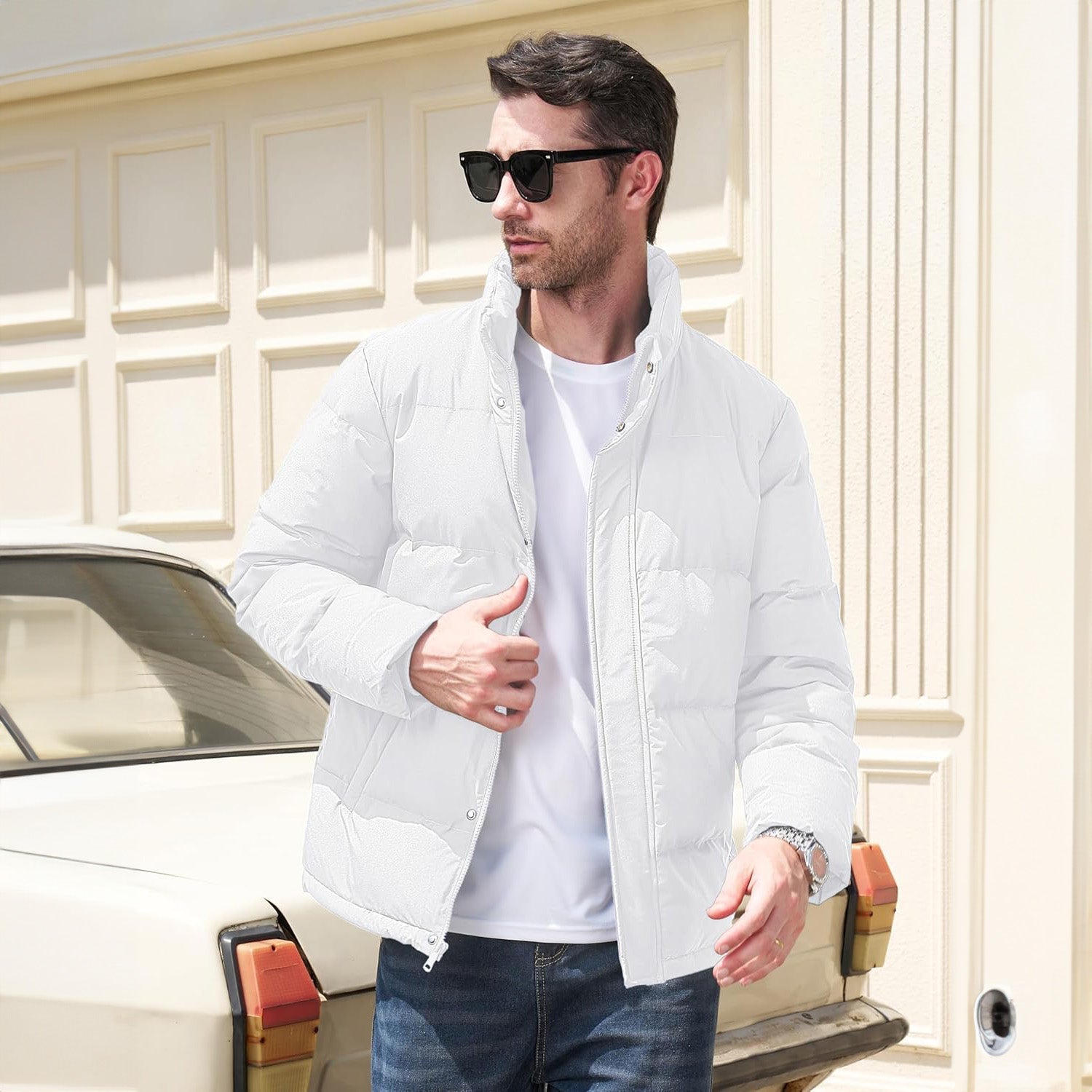 Men's Warm Down Puffer Jacket, Water-Resistant & Windproof