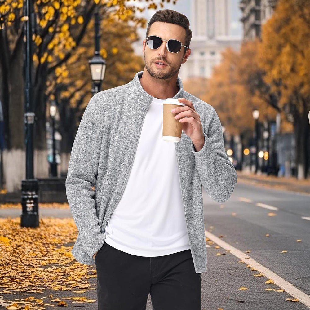 Men's Fleece Jacket Full Zip Lightweight Warm Winter Sweatshirt