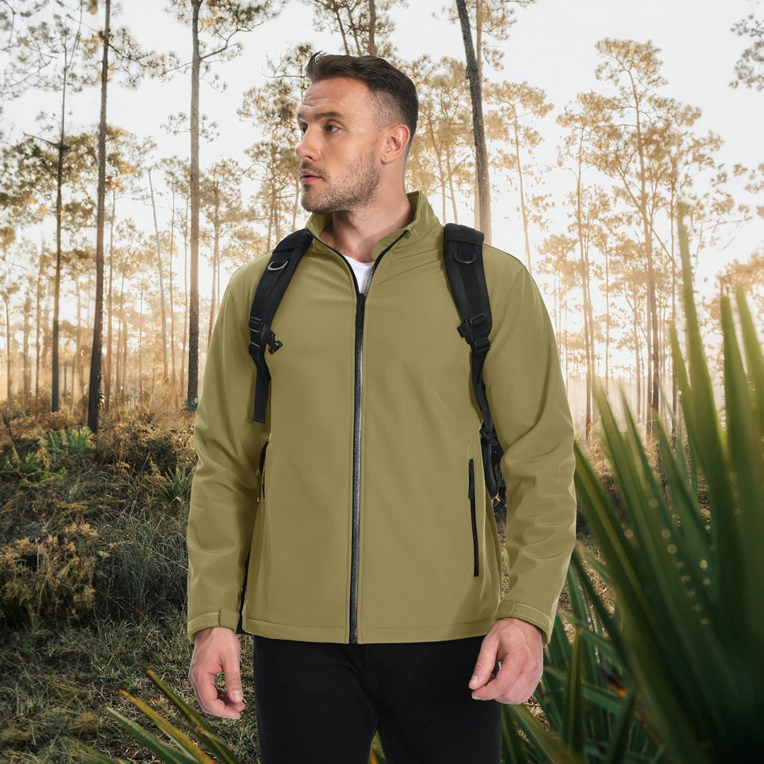 Men's Fleece-Lined Softshell Waterproof & Windproof Jacket