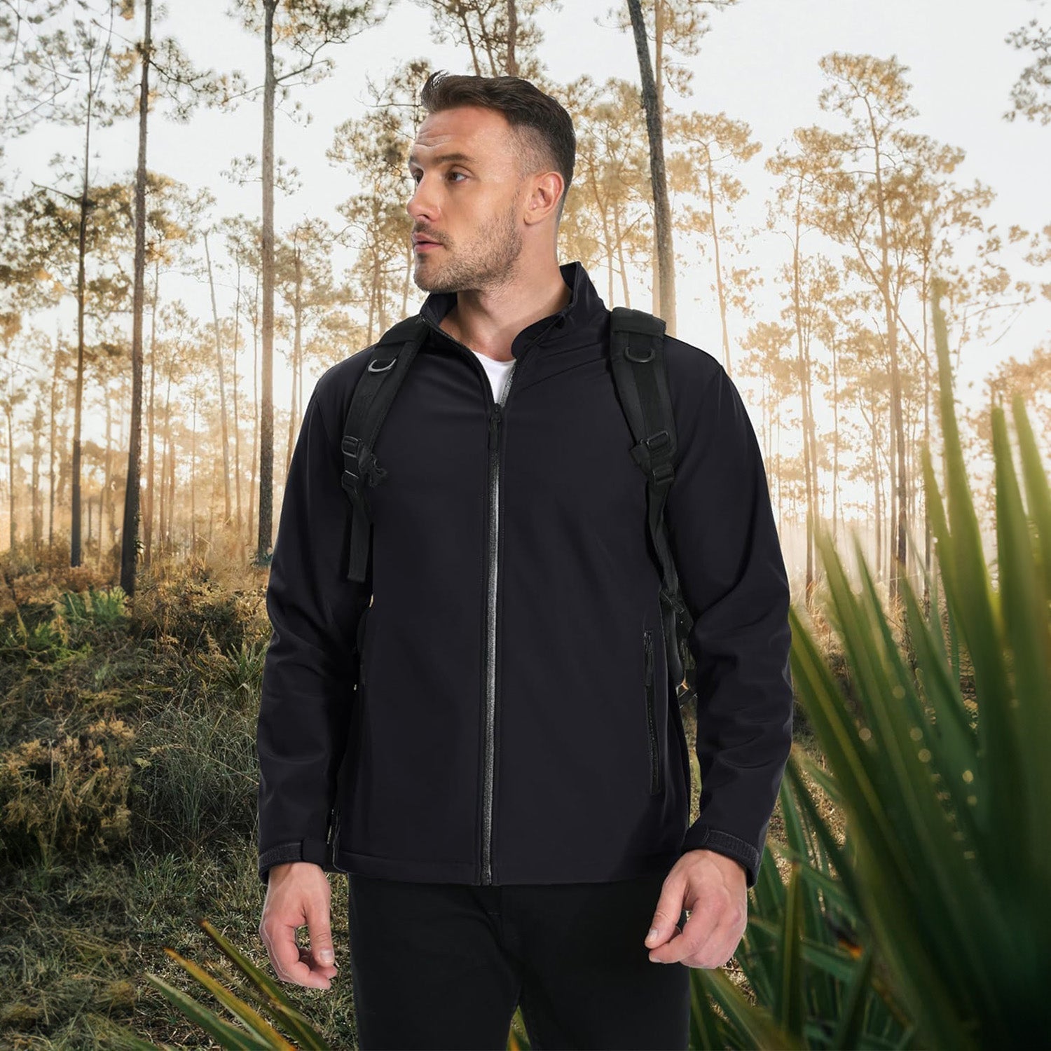 Men's Fleece-Lined Softshell Waterproof & Windproof Jacket