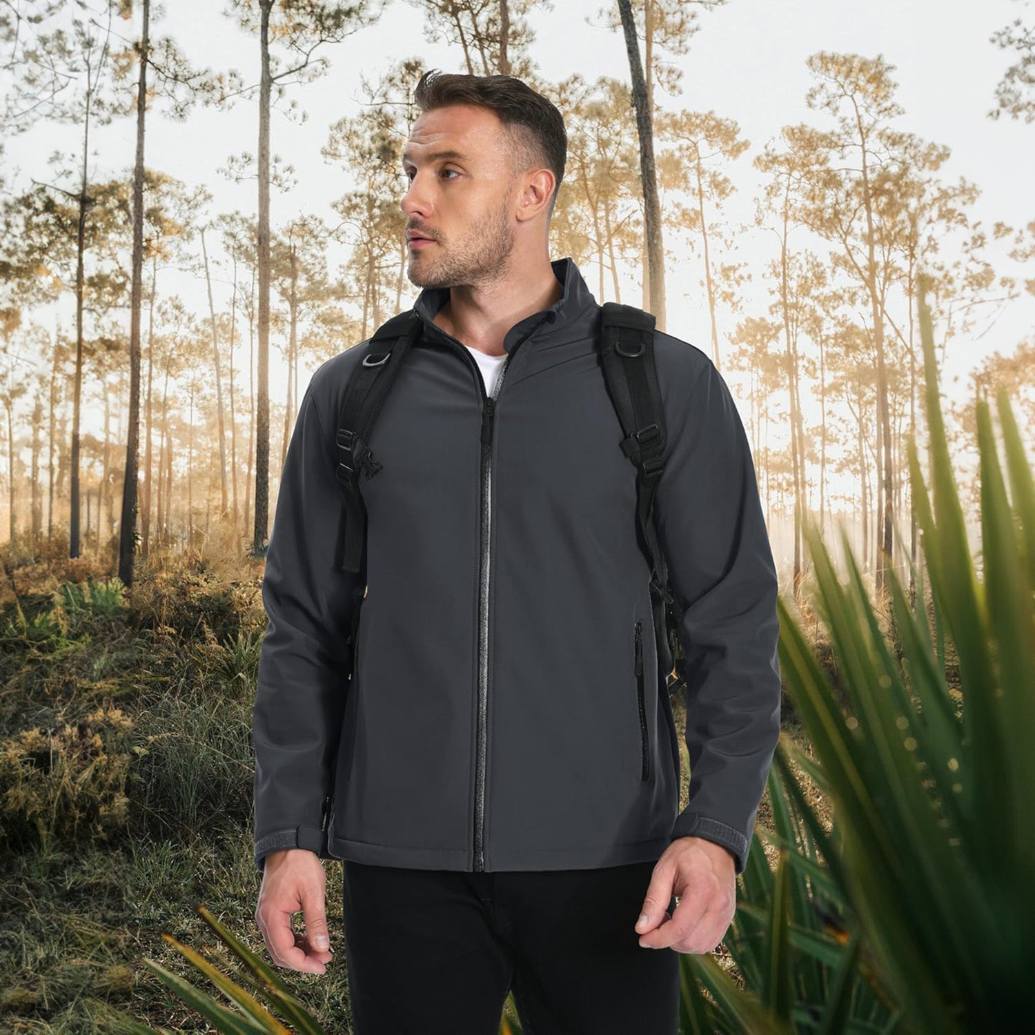 Men's Fleece-Lined Softshell Waterproof & Windproof Jacket
