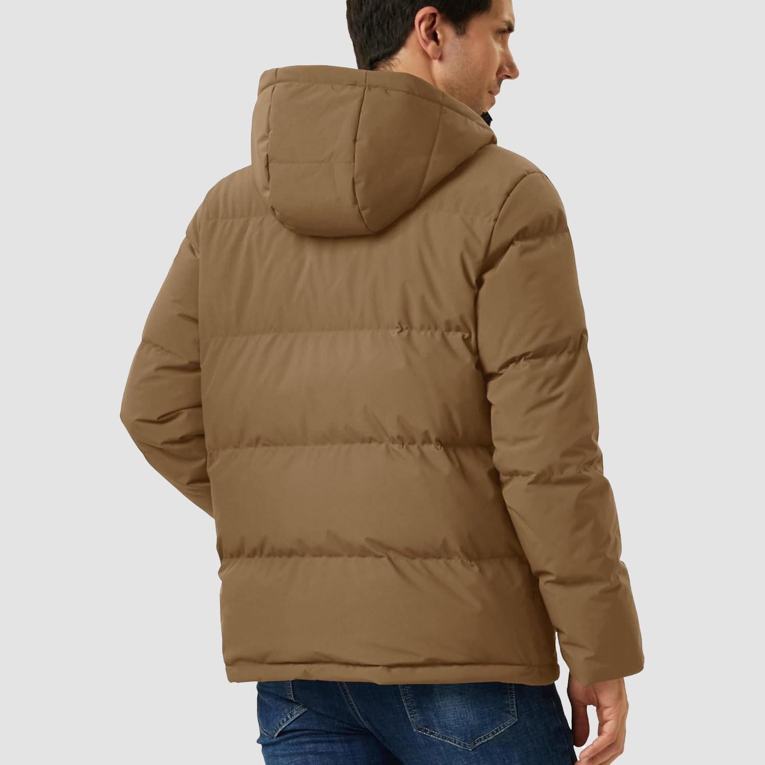 Men's Hooded Down Puffer Jacket, Water-Resistant & Windproof