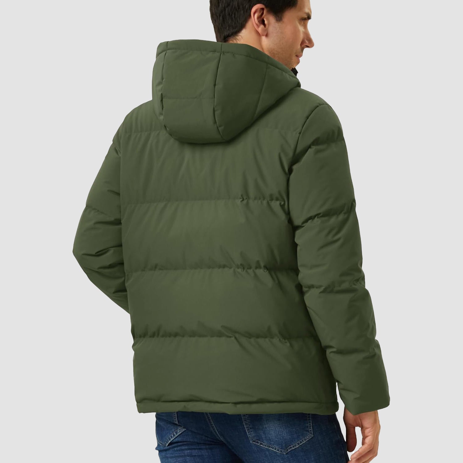Men's Hooded Down Puffer Jacket, Water-Resistant & Windproof