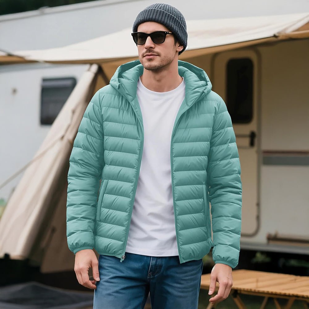 Men's Lightweight Hooded Puffer Jacket - Quilted Winter Coat
