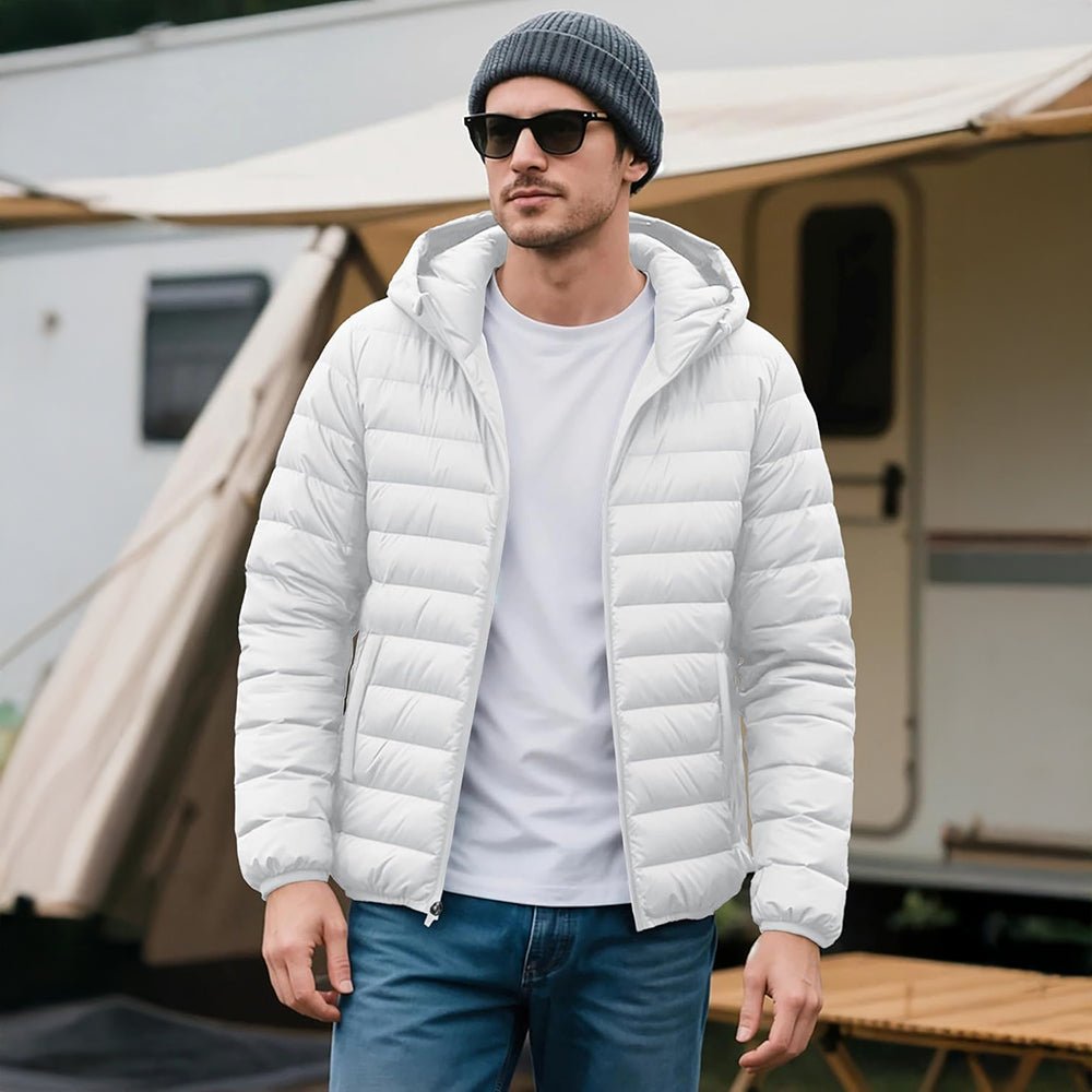 Men's Lightweight Hooded Puffer Jacket - Quilted Winter Coat
