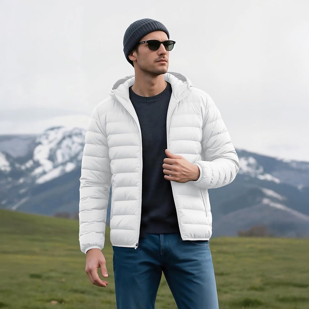 Men's Lightweight Hooded Puffer Jacket - Quilted Winter Coat