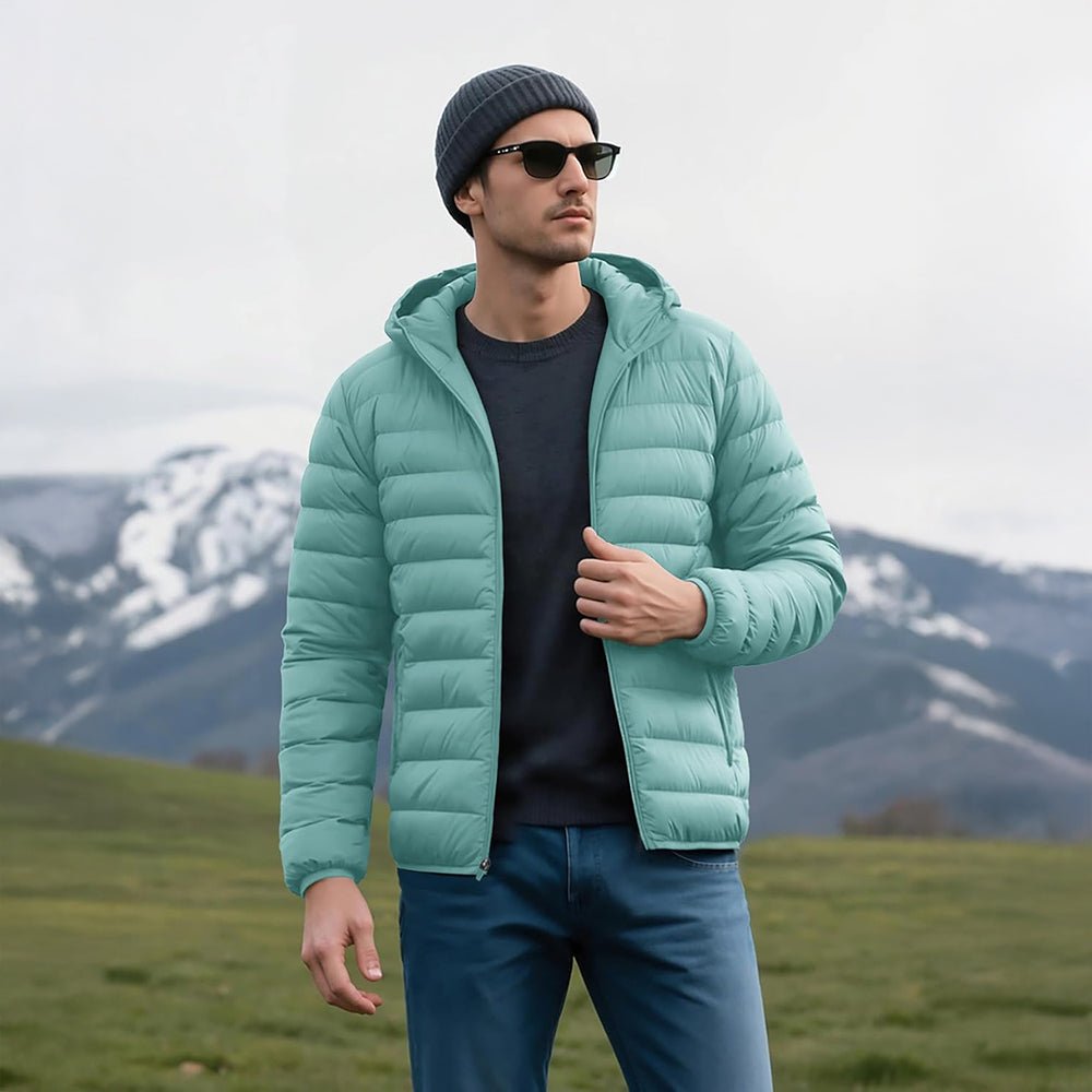 Men's Lightweight Hooded Puffer Jacket - Quilted Winter Coat