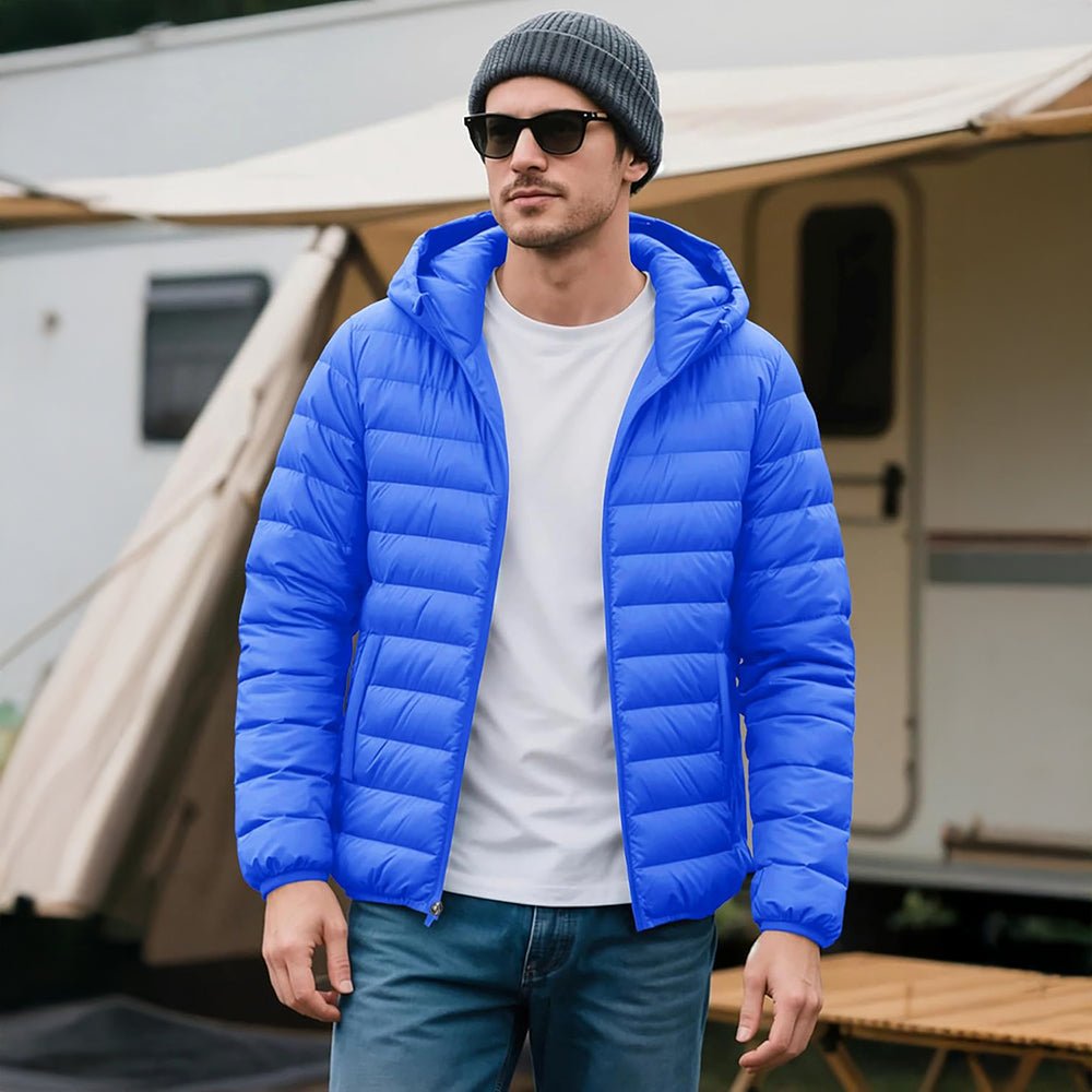 Men's Lightweight Hooded Puffer Jacket - Quilted Winter Coat
