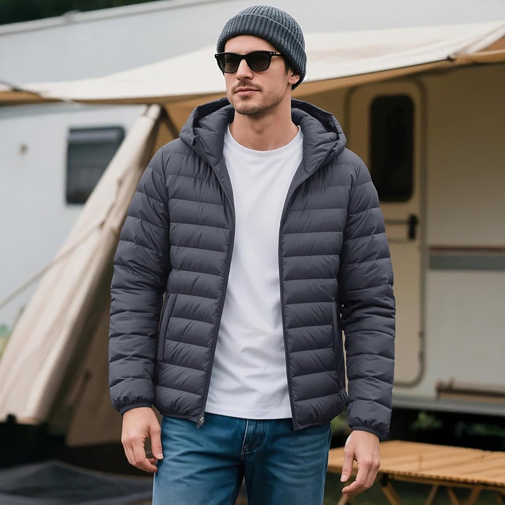 Men's Lightweight Hooded Puffer Jacket - Quilted Winter Coat