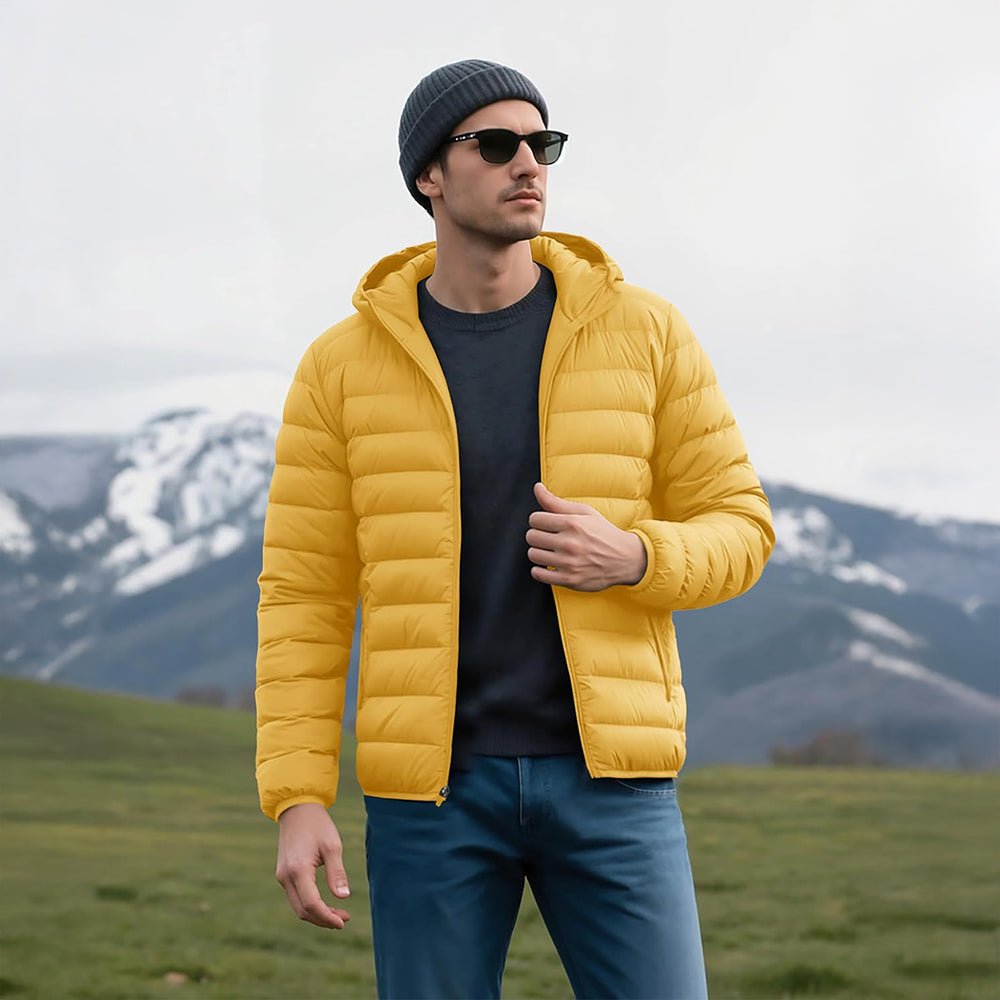 Men's Lightweight Hooded Puffer Jacket - Quilted Winter Coat