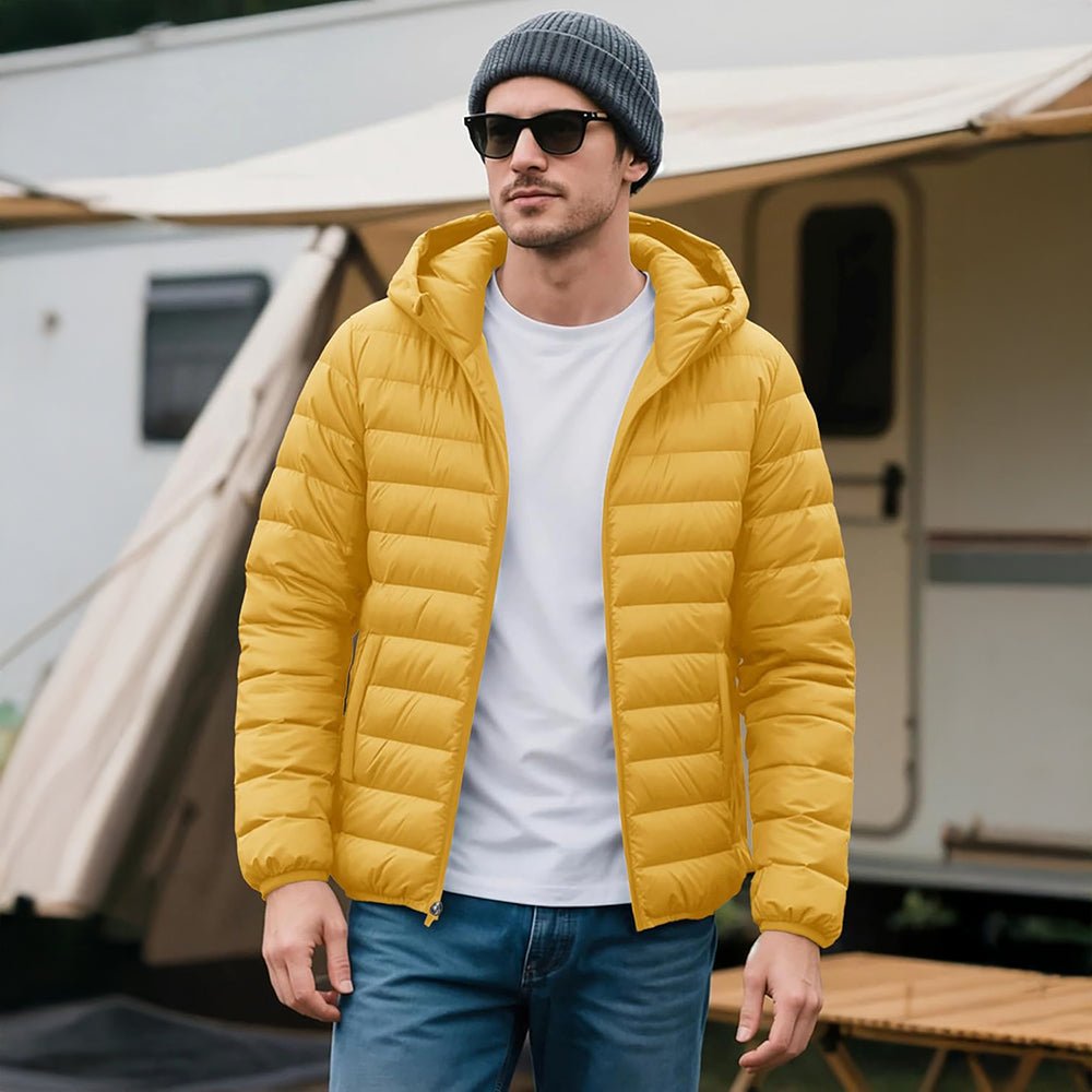 Men's Lightweight Hooded Puffer Jacket - Quilted Winter Coat