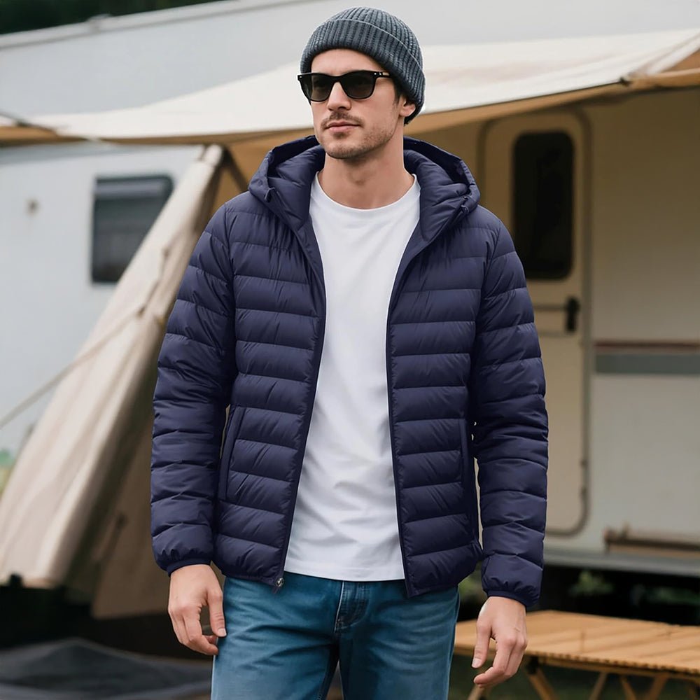 Men's Lightweight Hooded Puffer Jacket - Quilted Winter Coat
